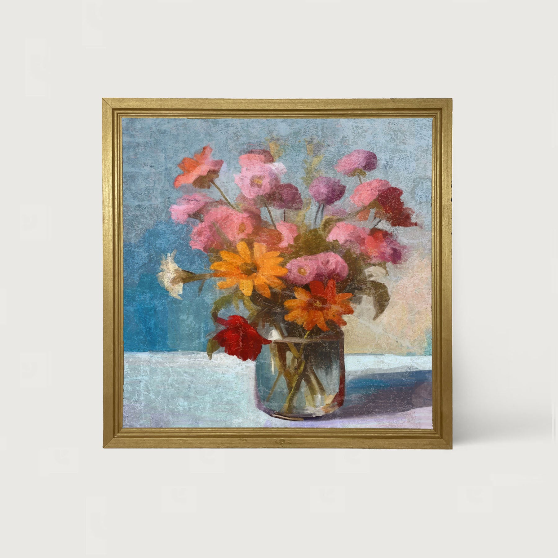 Glass Vase with flowers - Framed Art