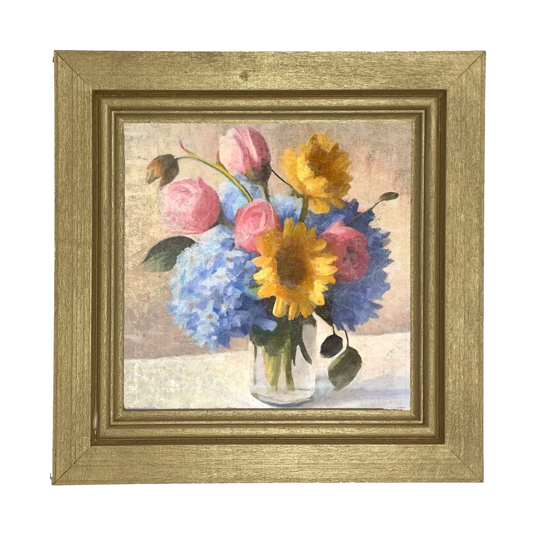 Glass Vase Overflowing with flowers - Framed Art