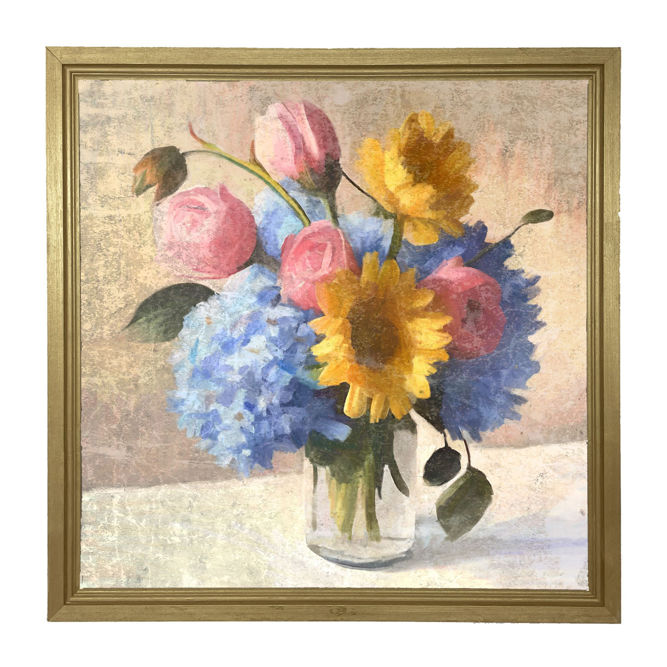 Glass Vase Overflowing with flowers - Framed Art