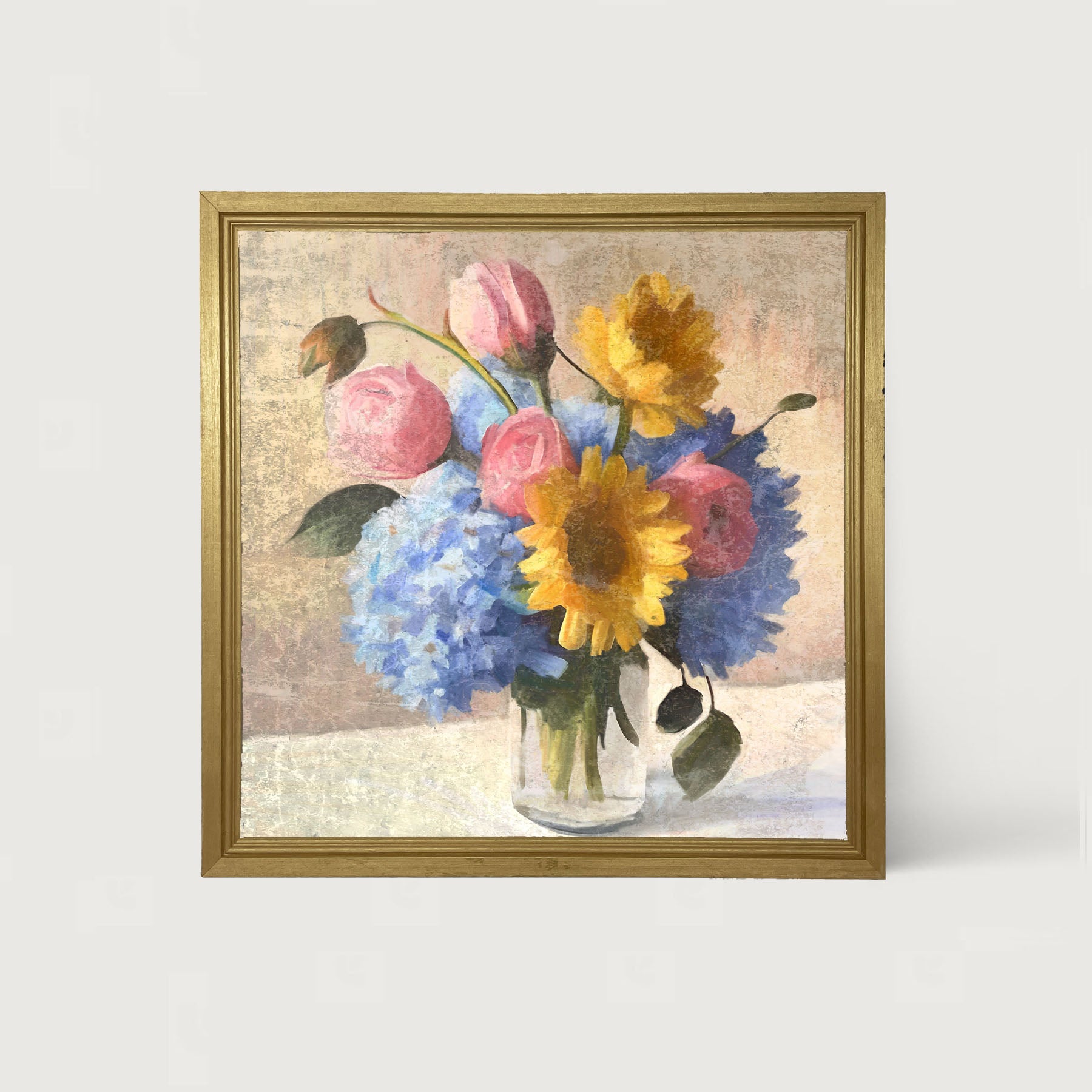 Glass Vase Overflowing with flowers - Framed Art