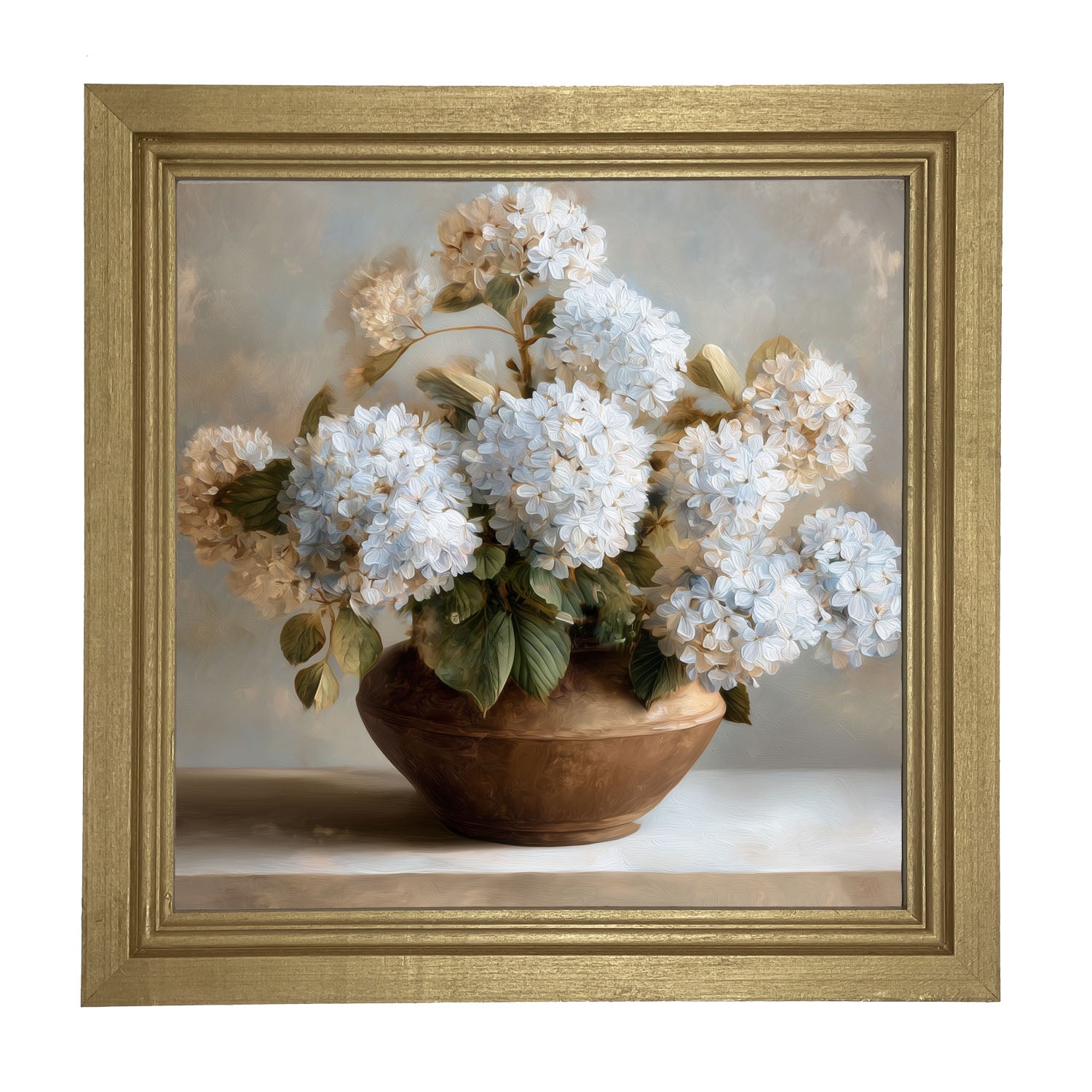 Copper Vase with Blue Hydrangeas - Framed Art