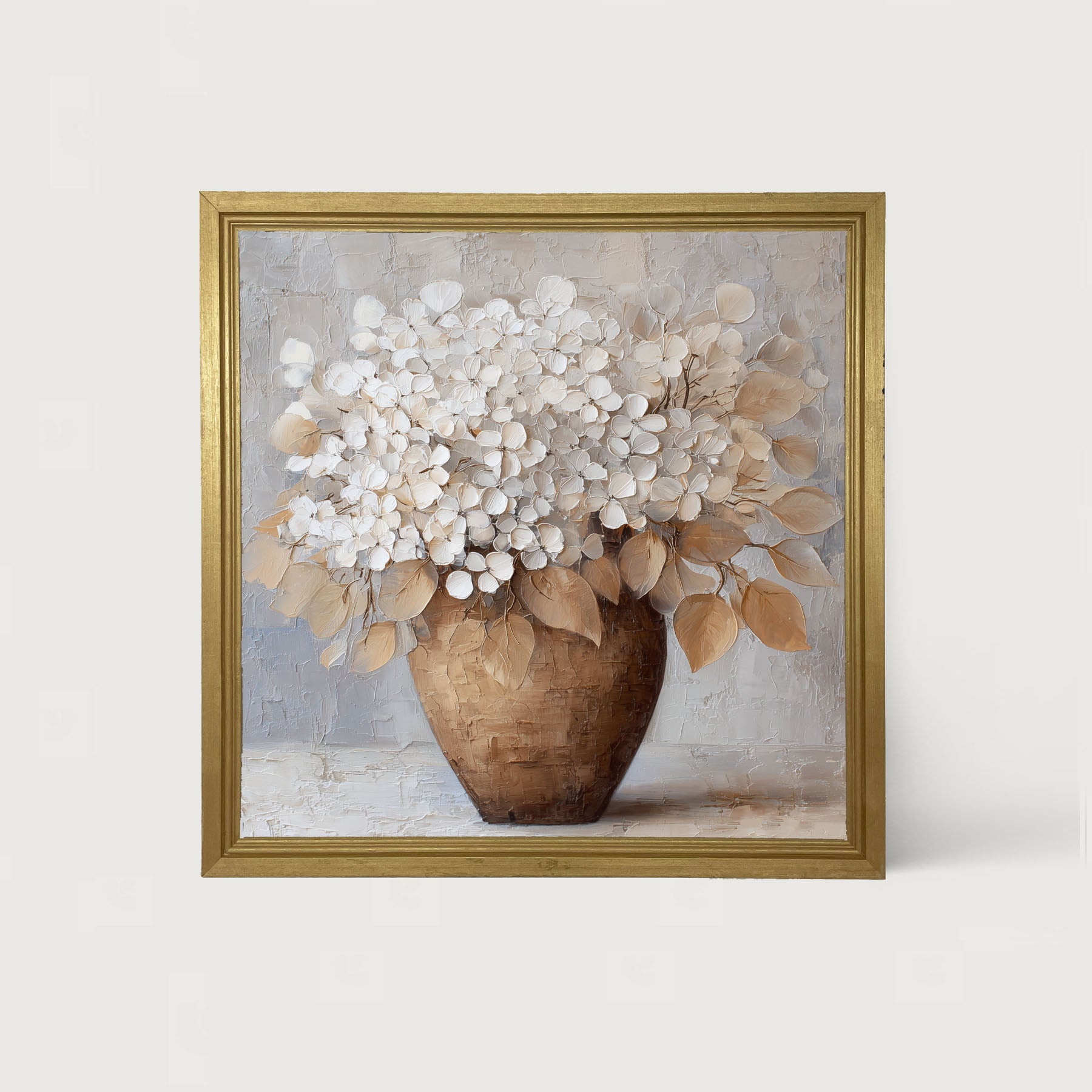 Copper Vase with White Hydrangeas - Framed Art