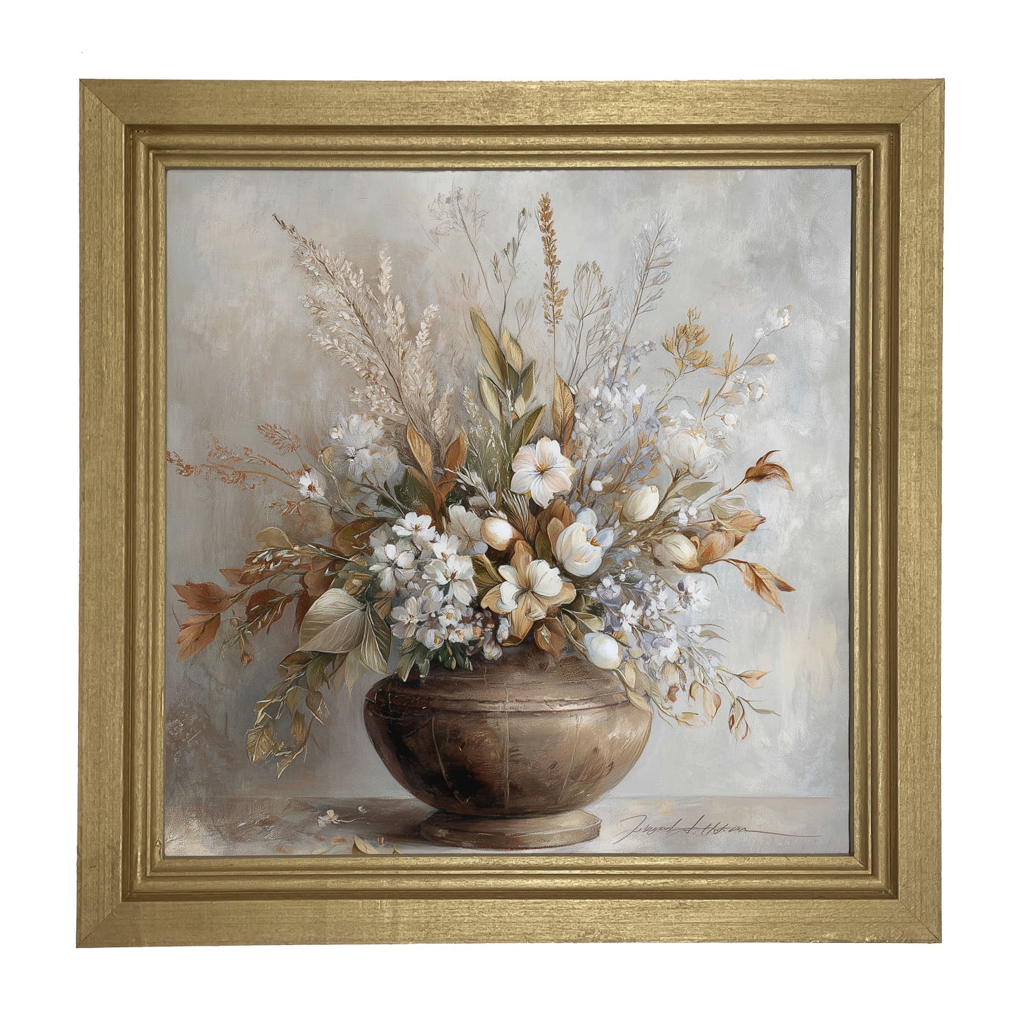 Copper Vase with Floral Bouquet - Framed Art