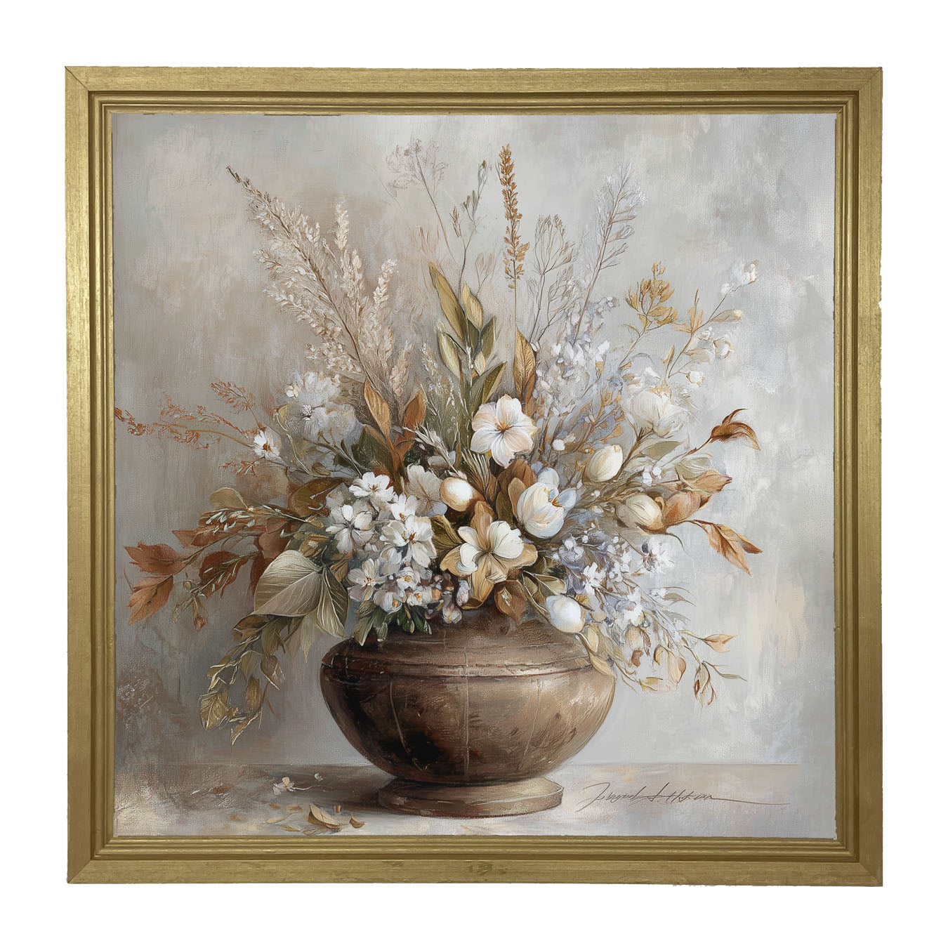 Copper Vase with Floral Bouquet - Framed Art