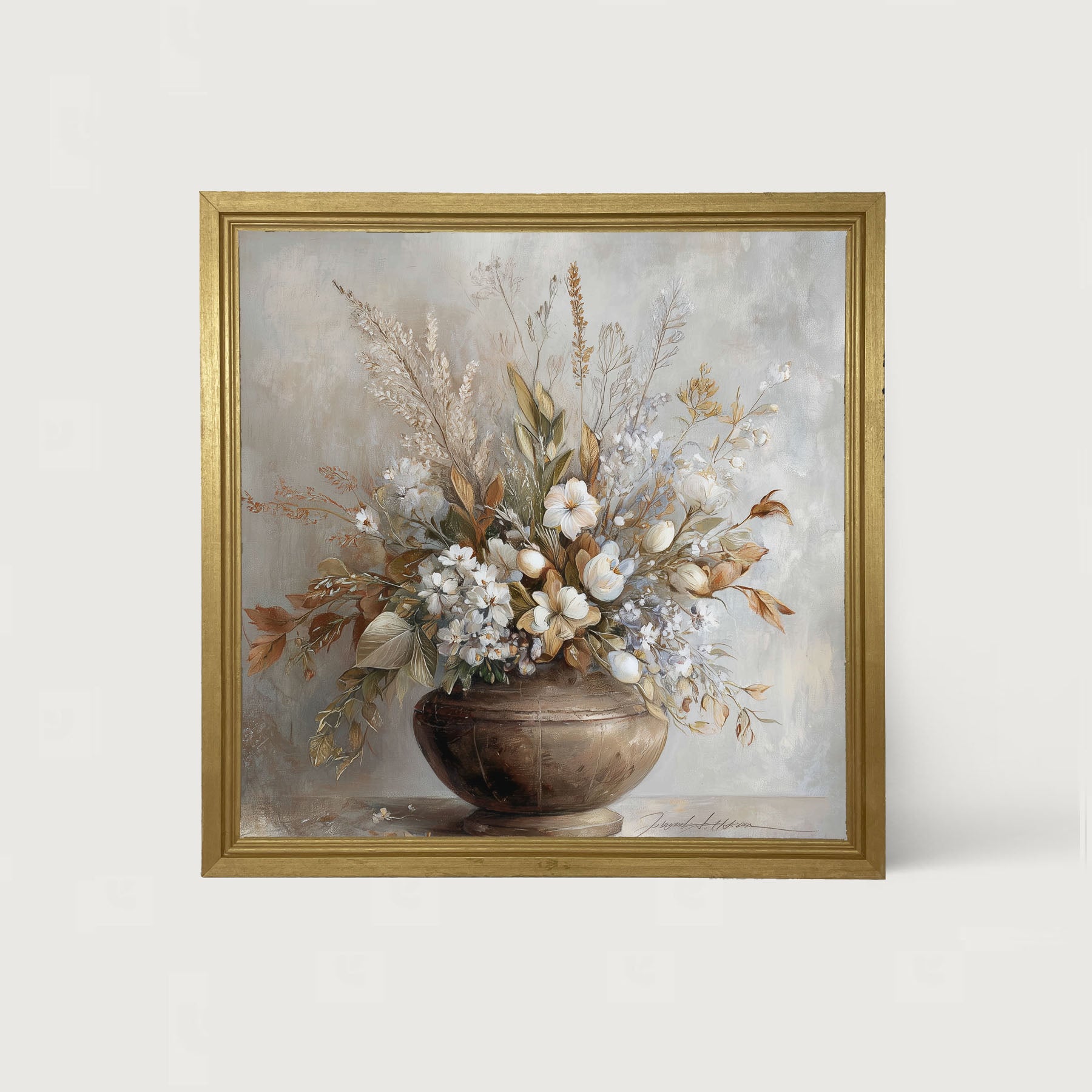 Copper Vase with Floral Bouquet - Framed Art