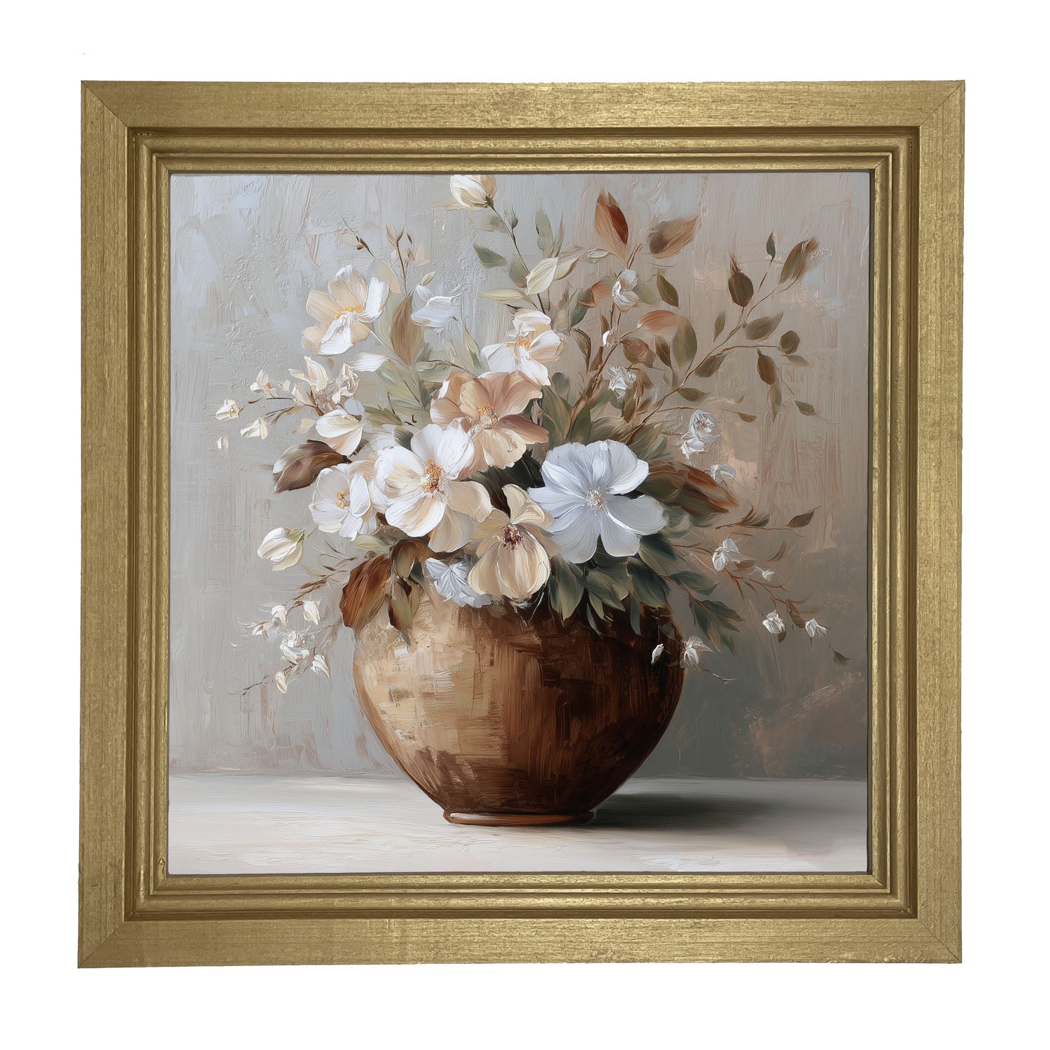 Copper Vase with Blooming Flowers - Framed Art