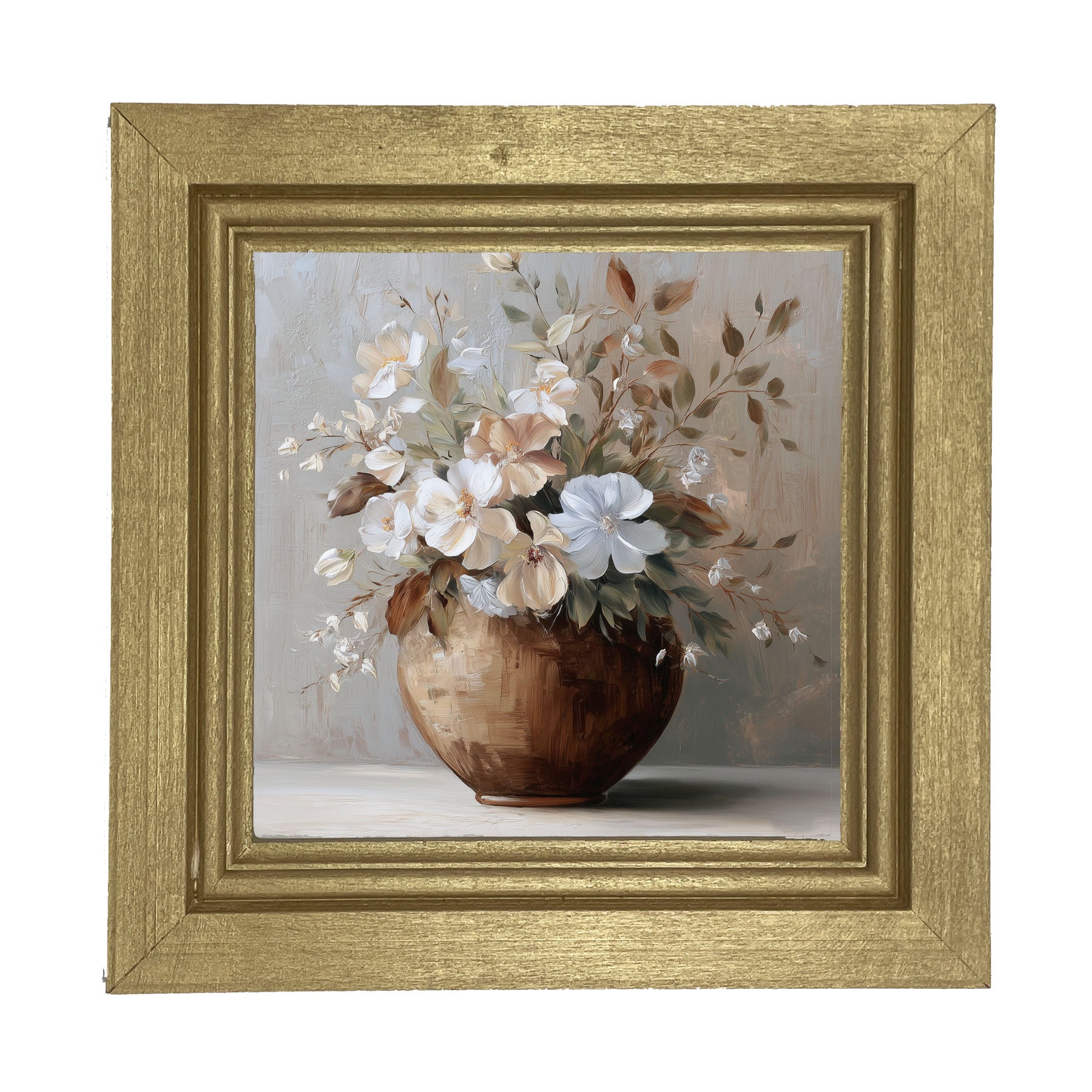 Copper Vase with Blooming Flowers - Framed Art