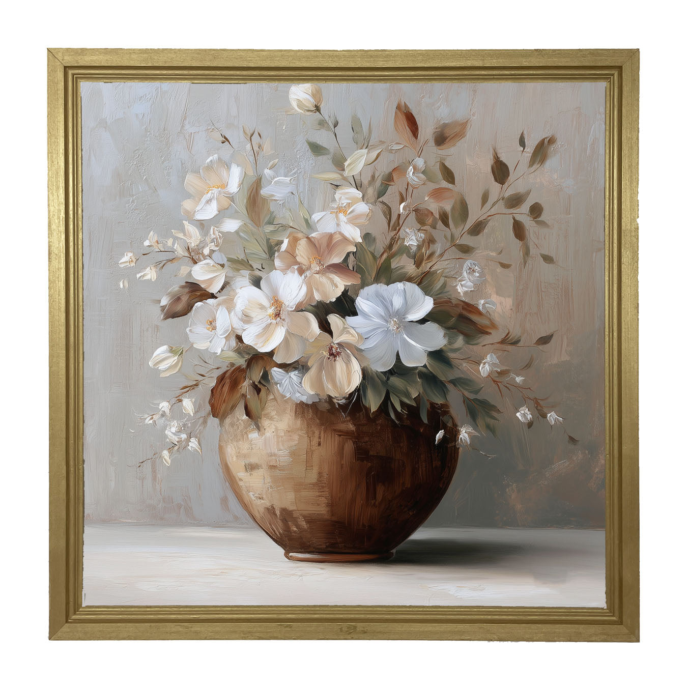 Copper Vase with Blooming Flowers - Framed Art