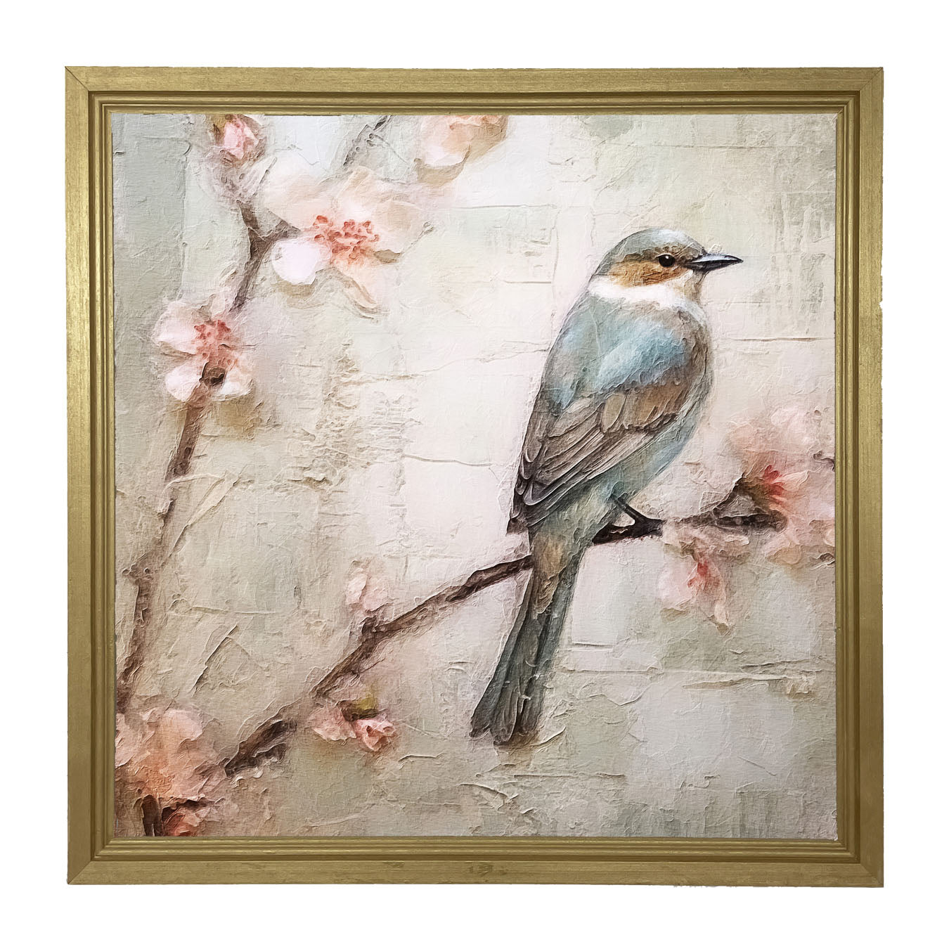 Blue bird on branch - Framed art