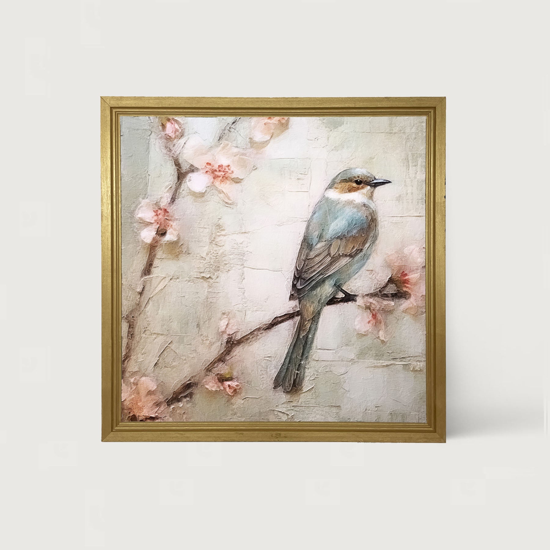 Blue bird on branch - Framed art