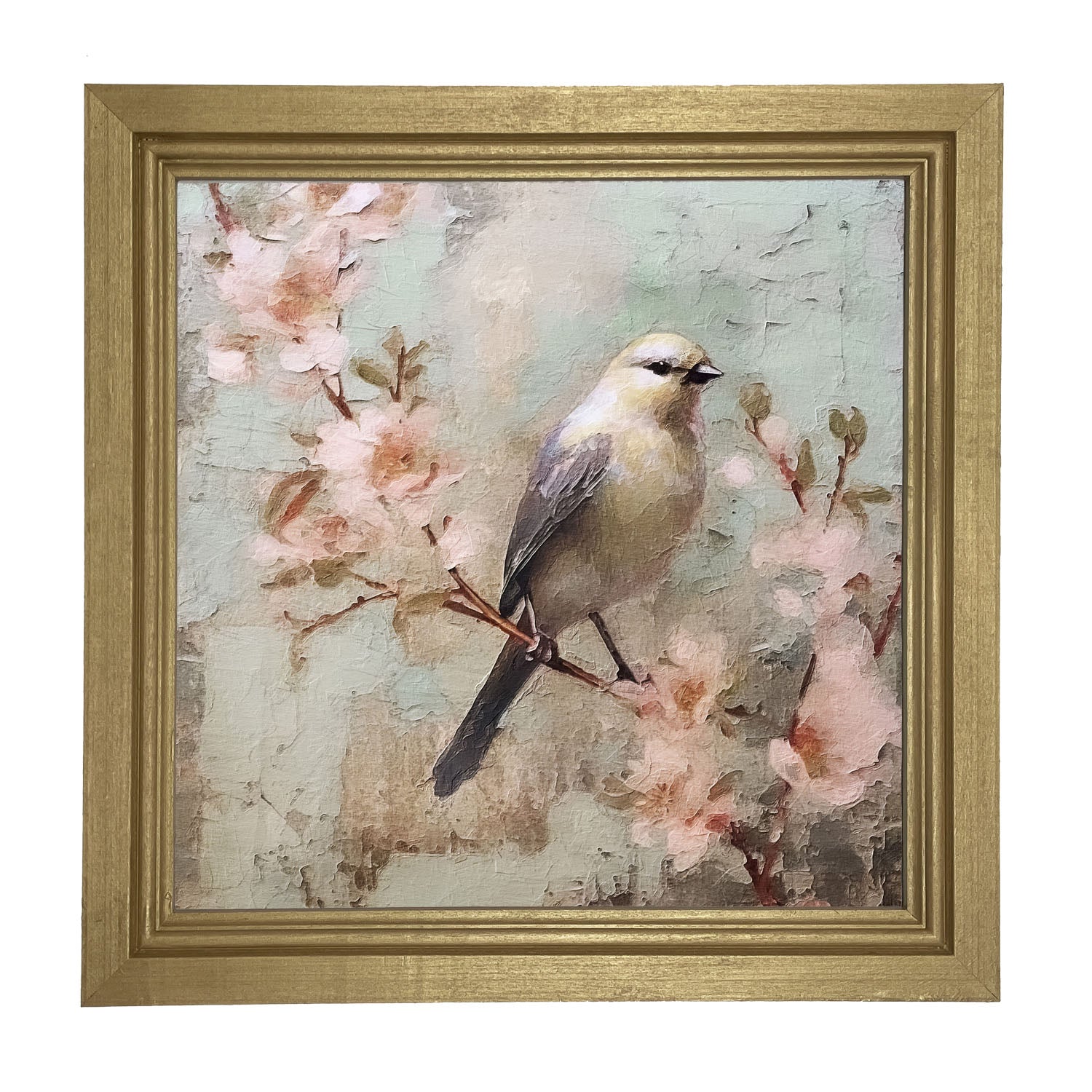 Yellow bird with blue wings - Framed art