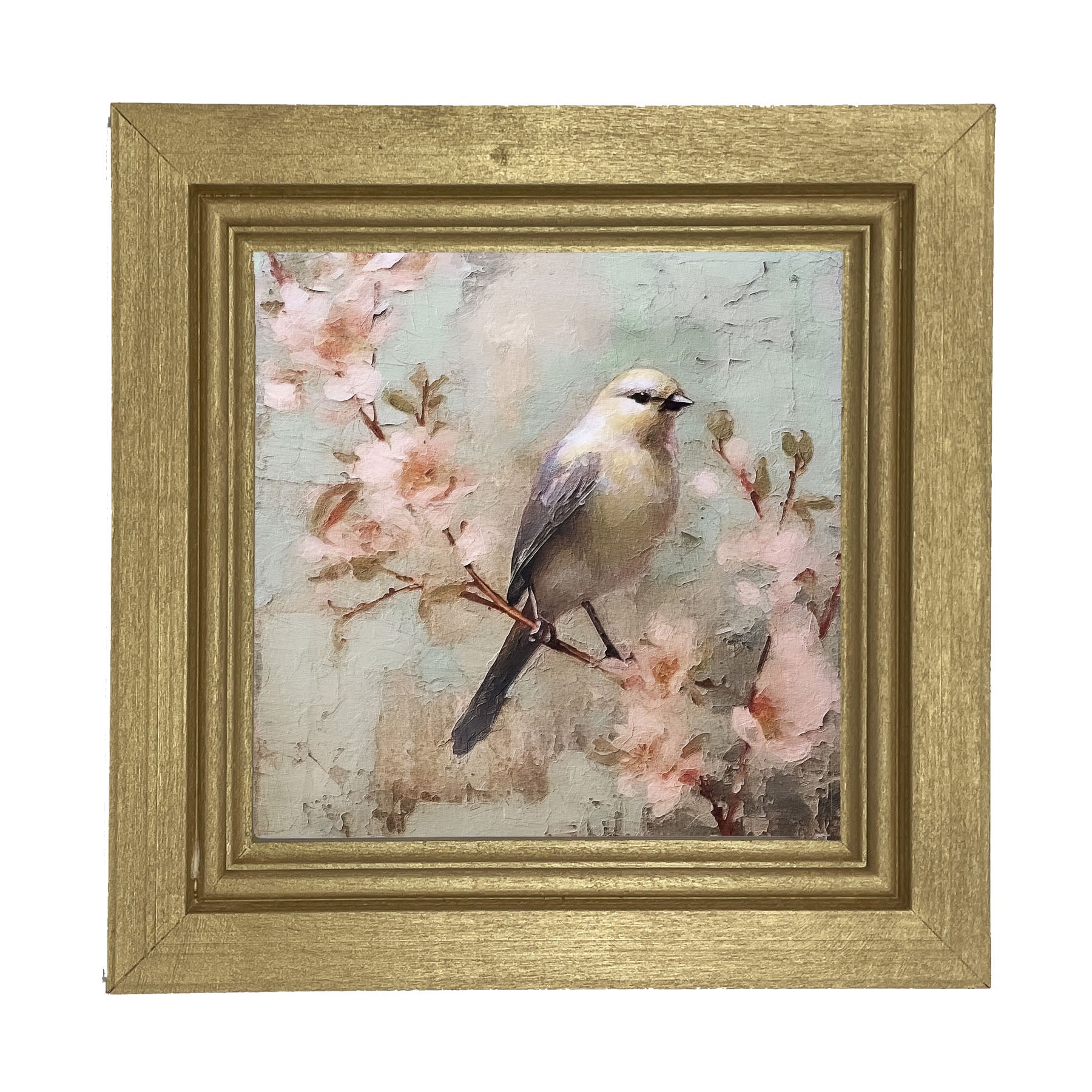 Yellow bird with blue wings - Framed art