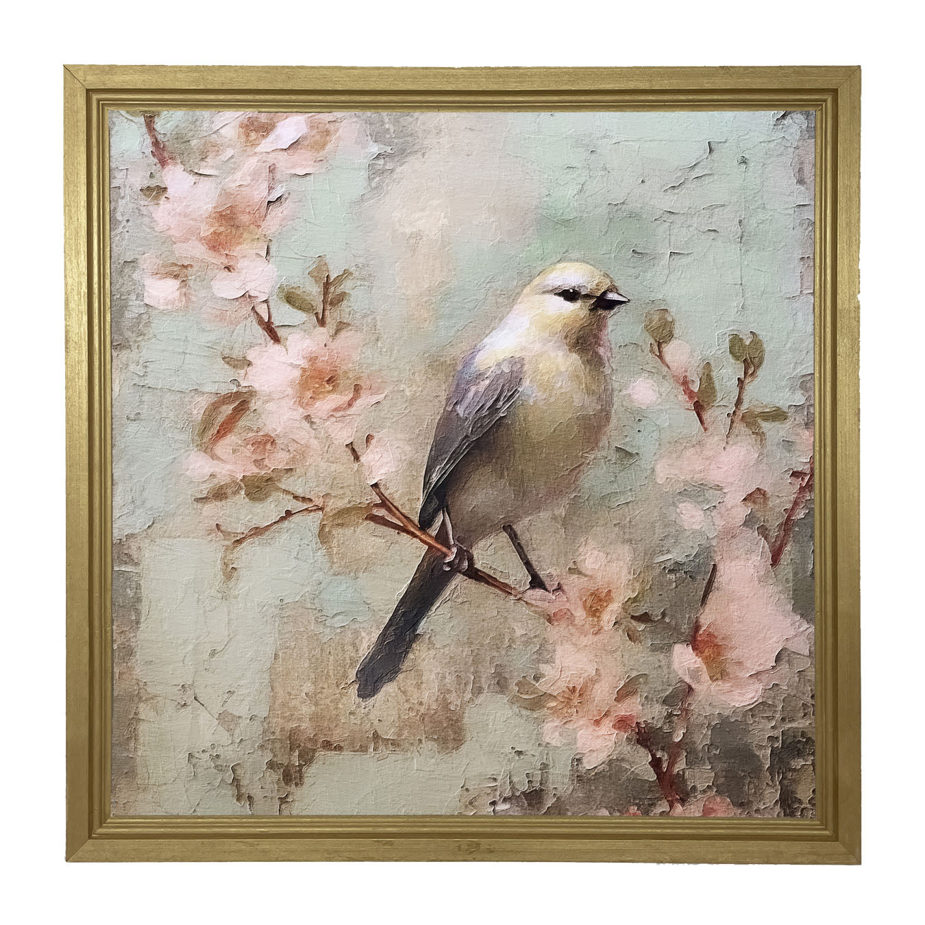 Yellow bird with blue wings - Framed art
