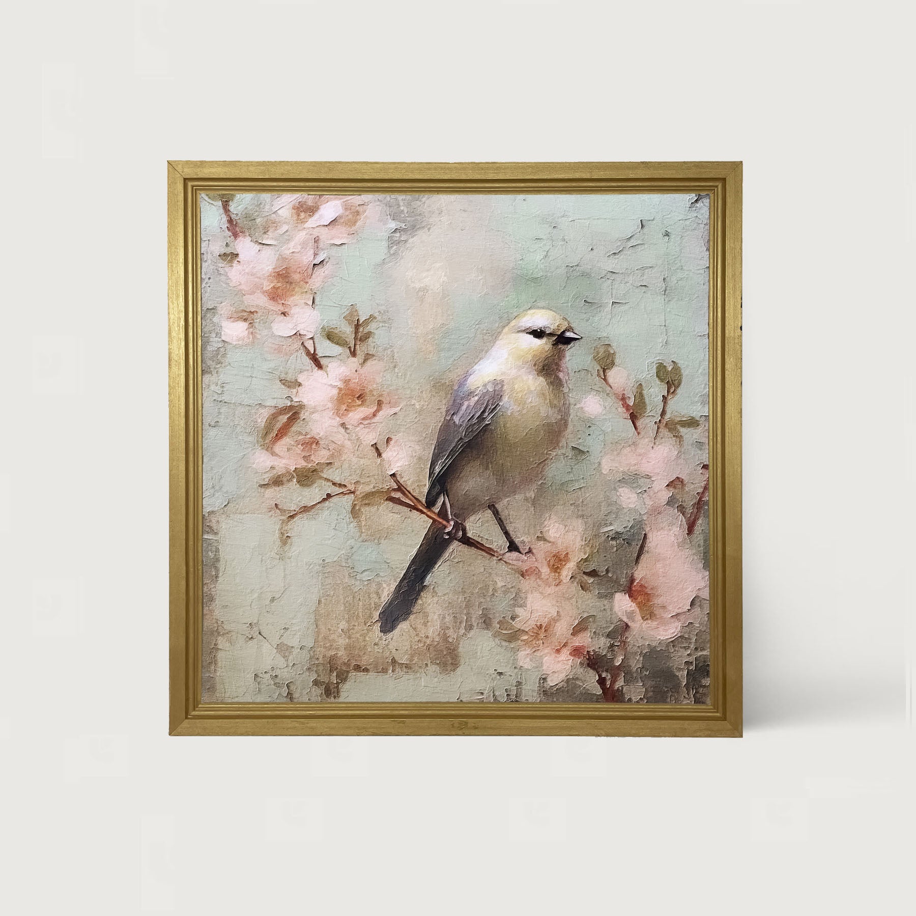 Yellow bird with blue wings - Framed art
