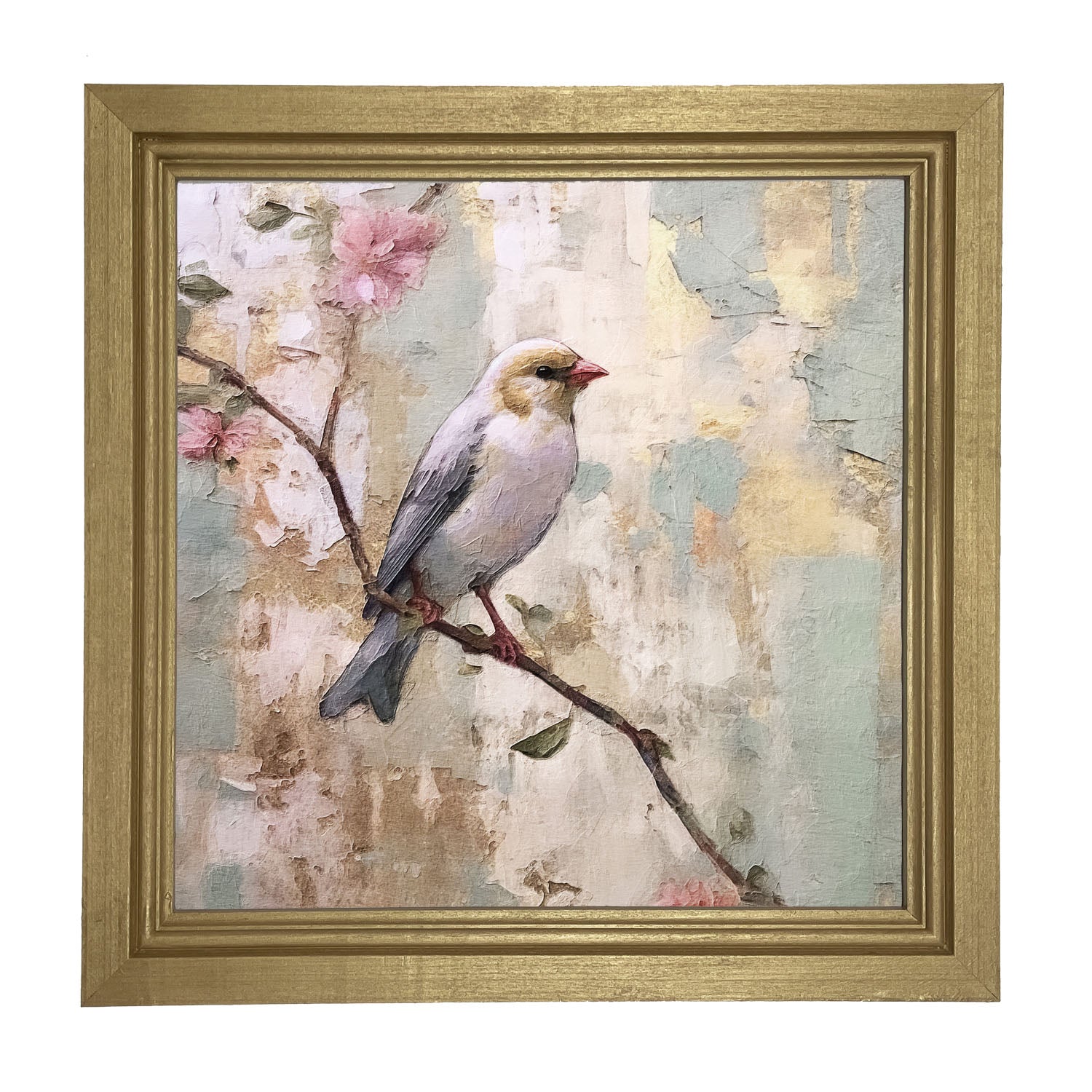 White bird with blue wings - Framed Art