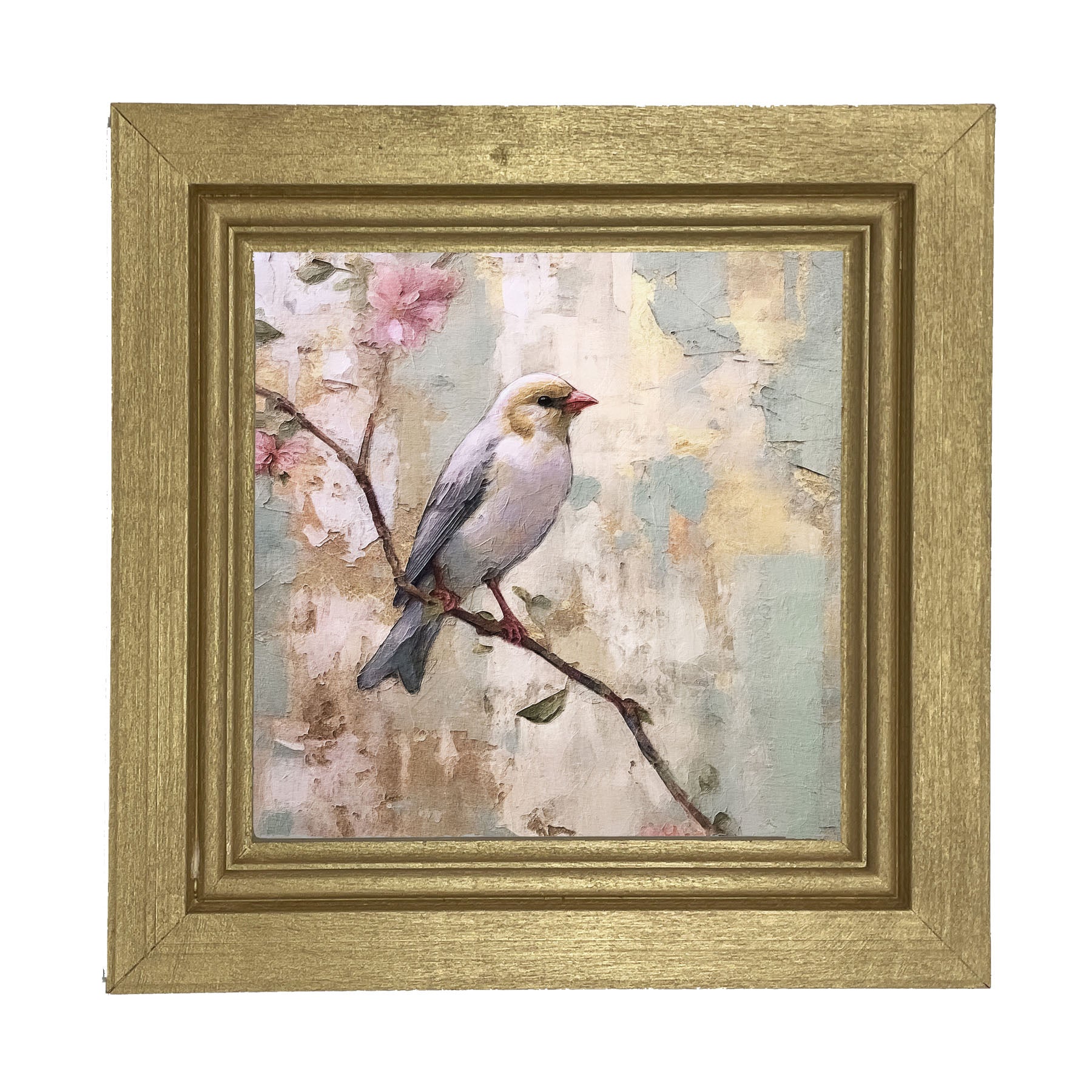 White bird with blue wings - Framed Art