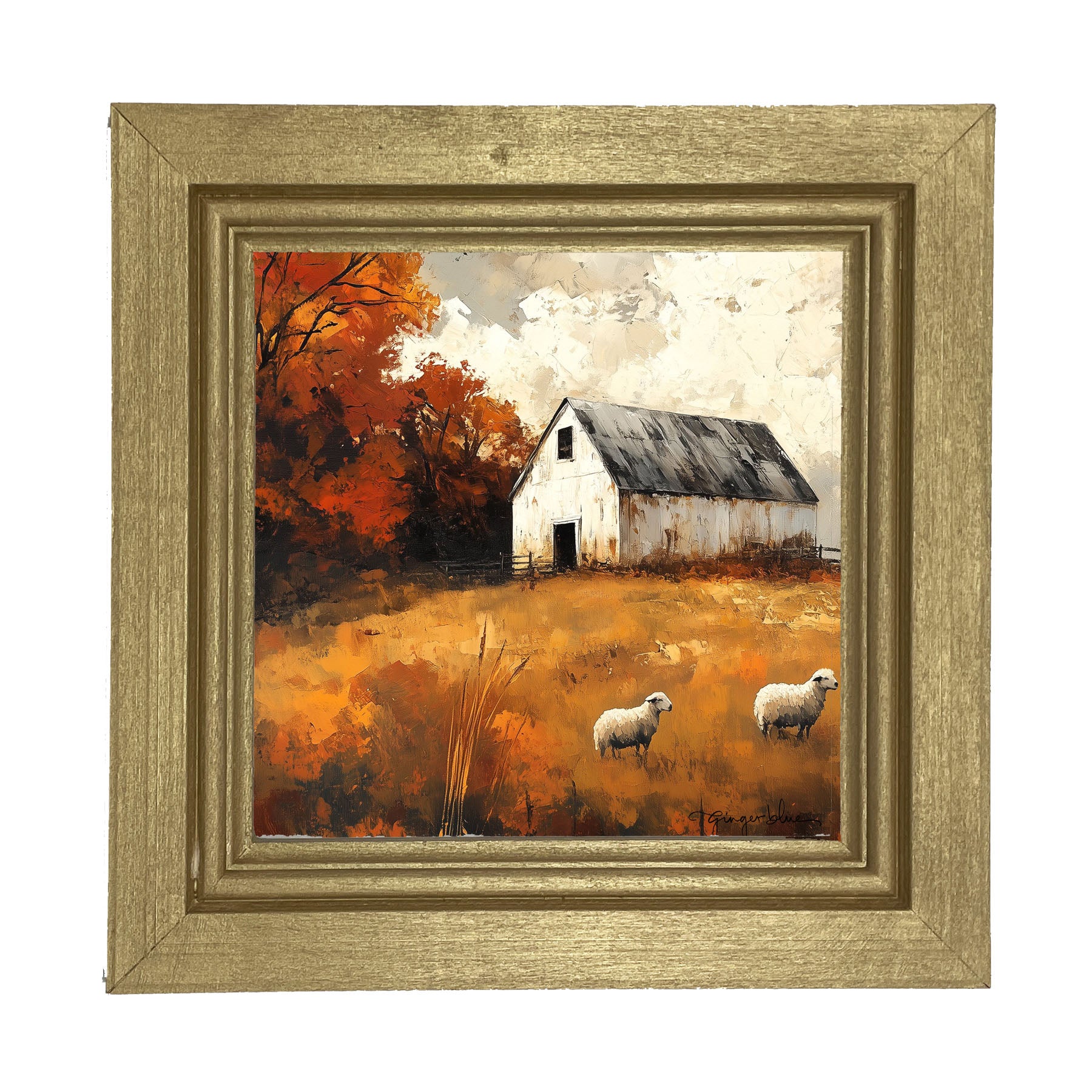 Sheep in Autumn - Framed Art