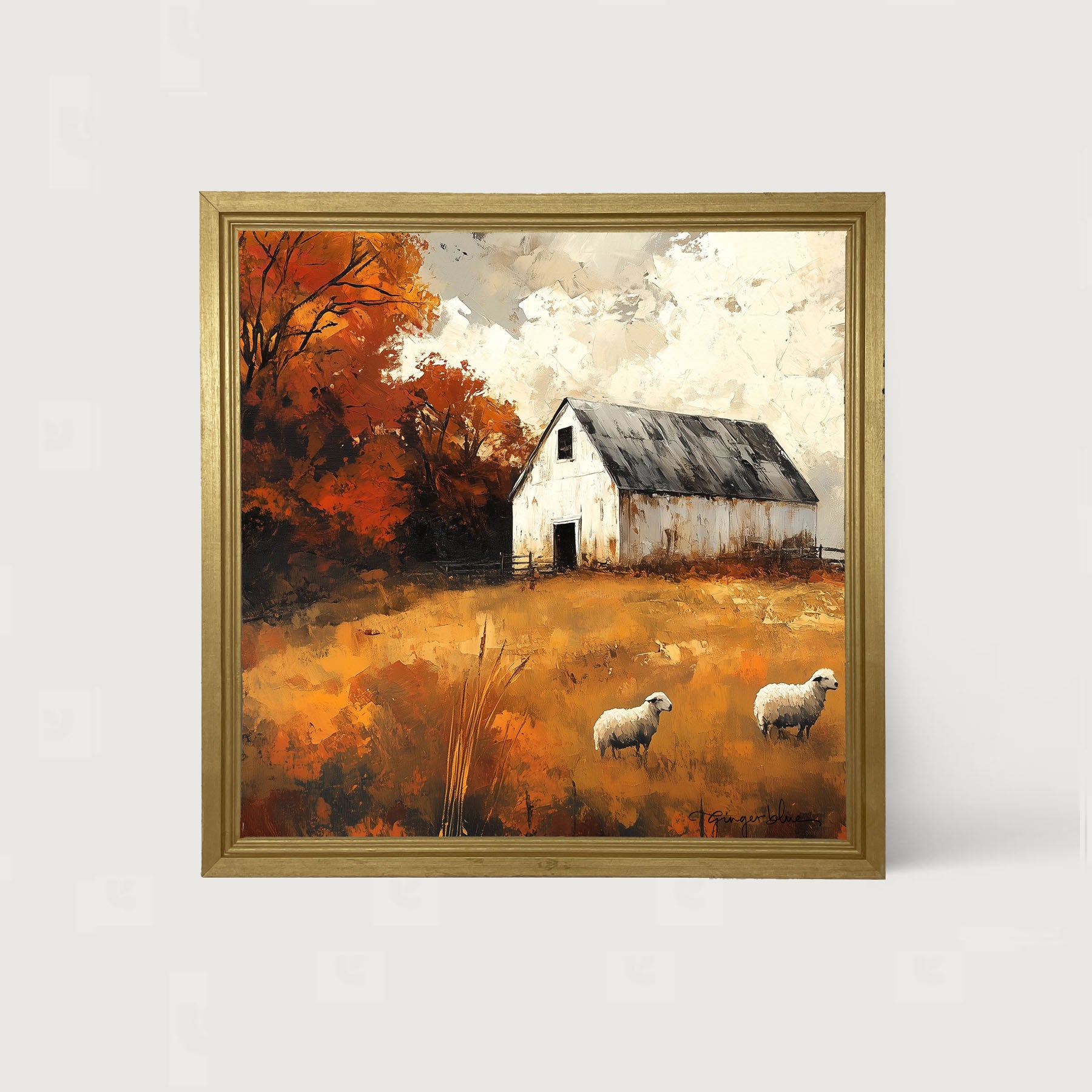 Sheep in Autumn - Framed Art