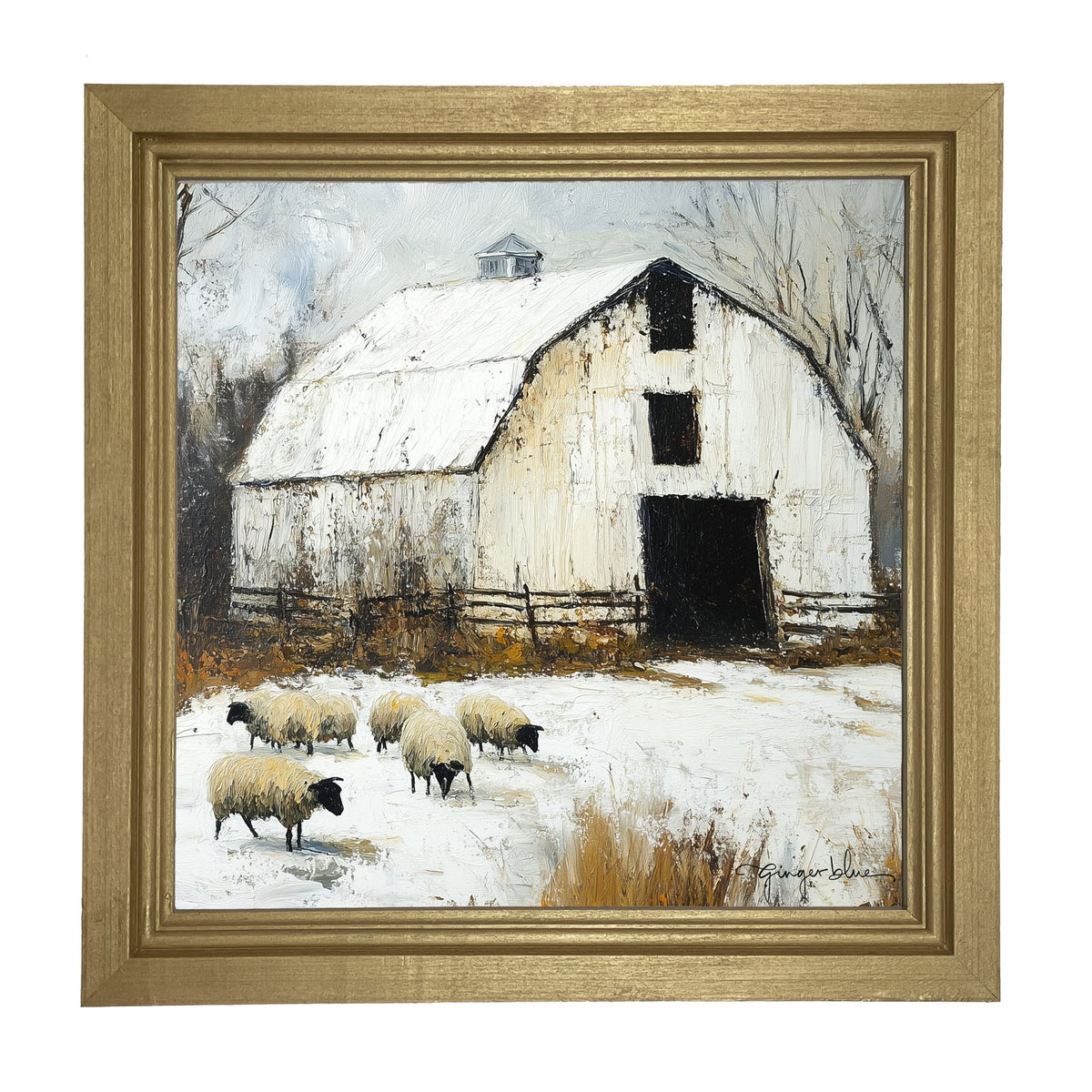 Sheep in Winter - Framed Art