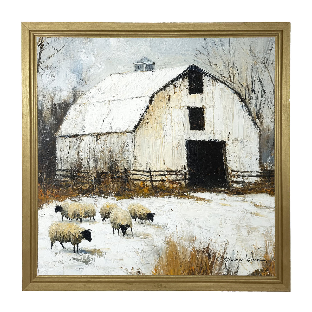 Sheep in Winter - Framed Art