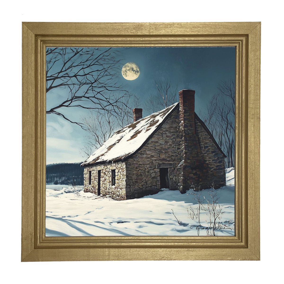 Moon-lit Country House - Framed Art