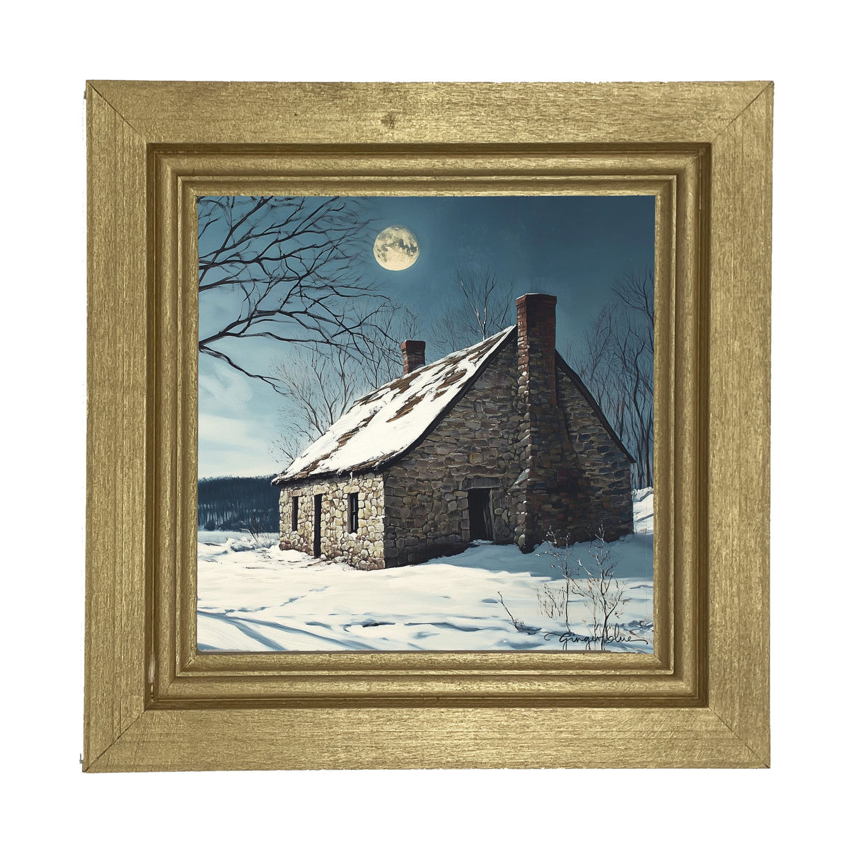 Moon-lit Country House - Framed Art