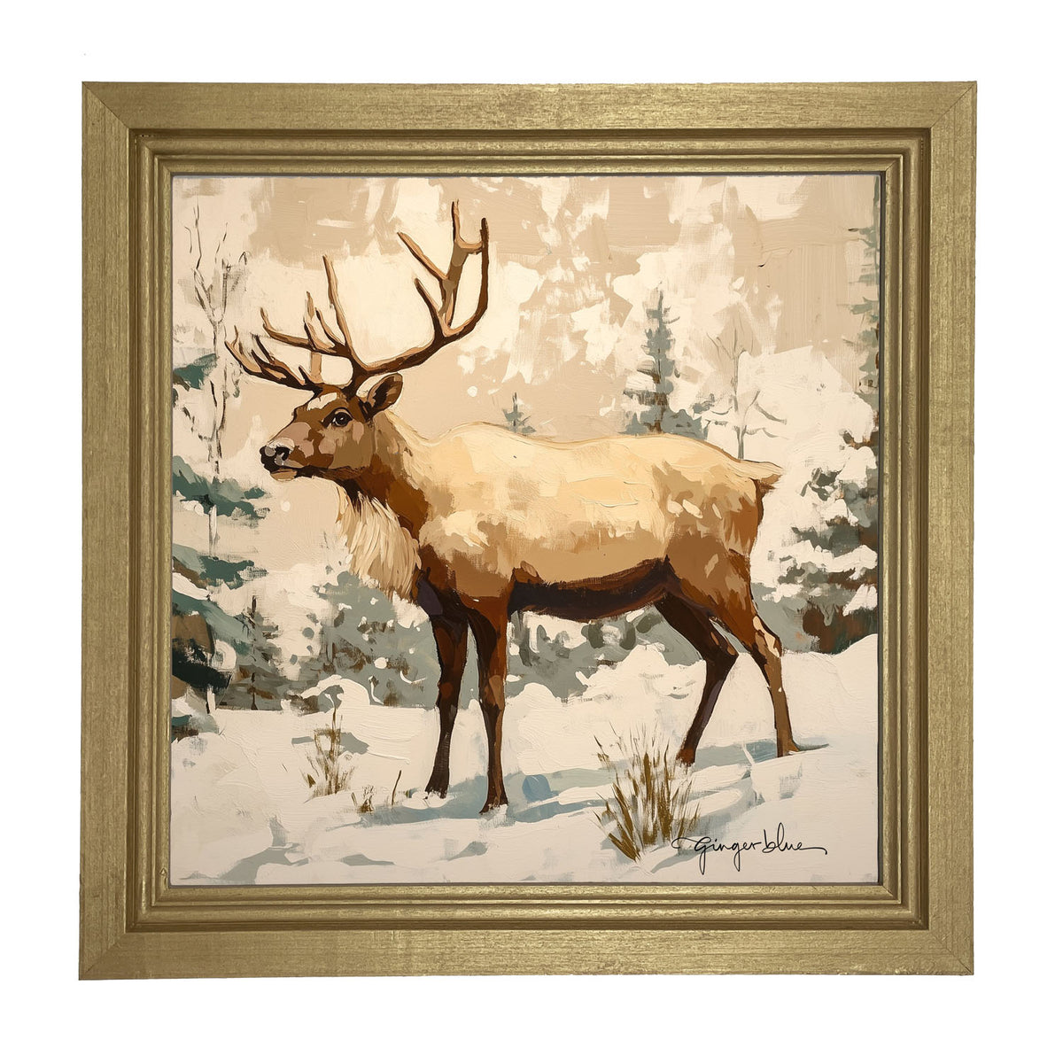Adirondack Reindeer in Forest - Framed Art