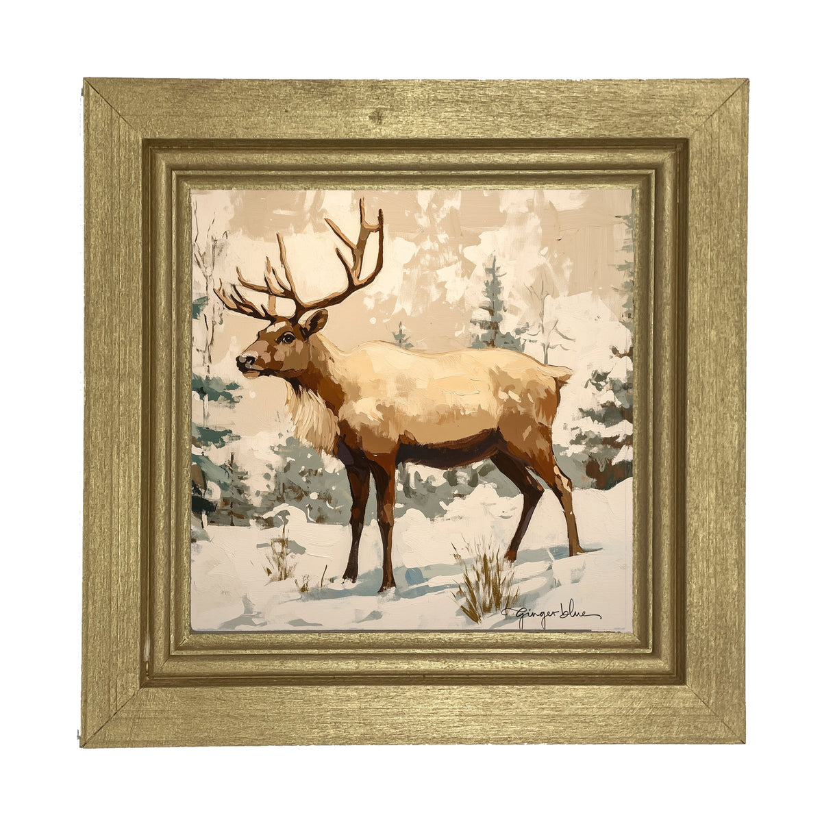 Adirondack Reindeer in Forest - Framed Art