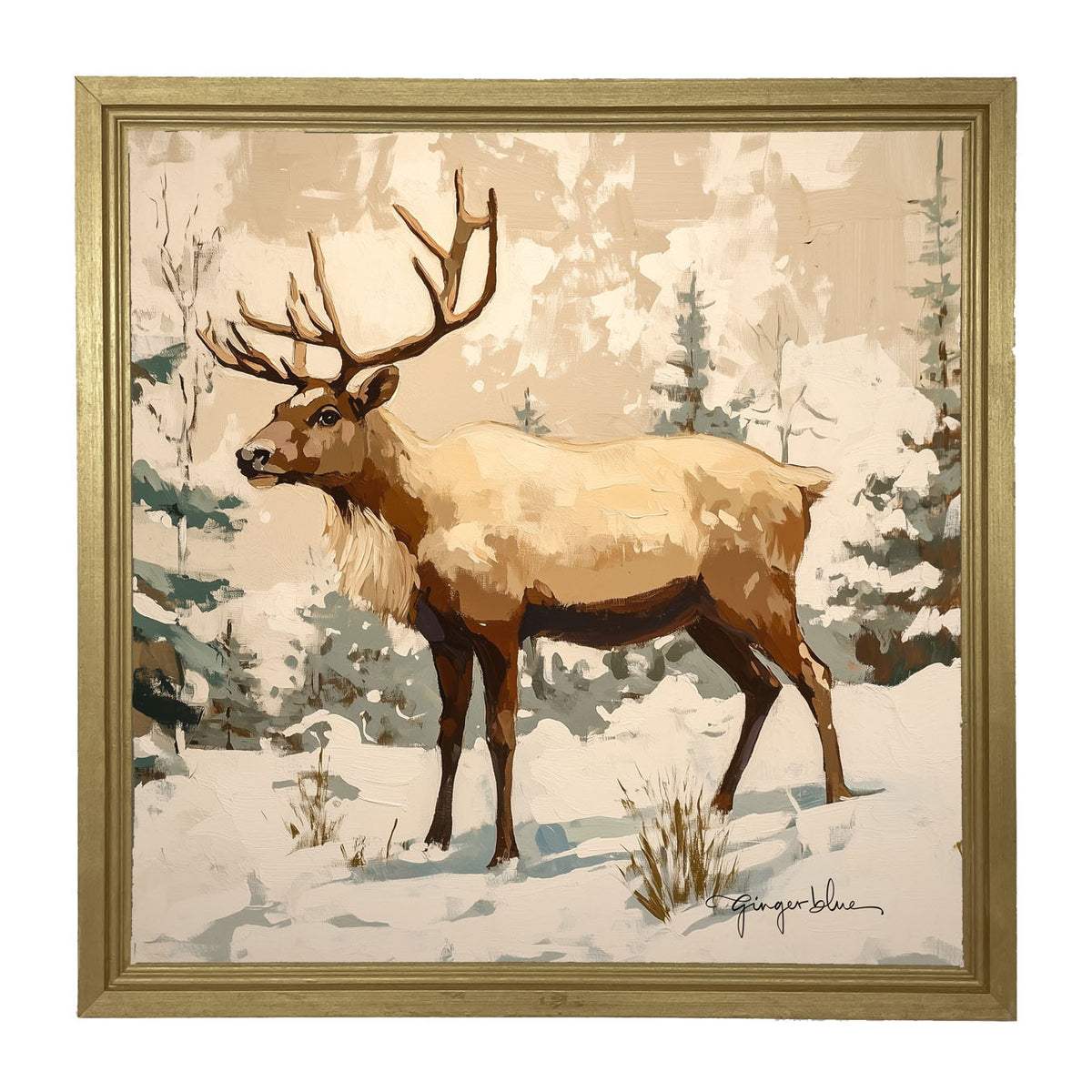 Adirondack Reindeer in Forest - Framed Art
