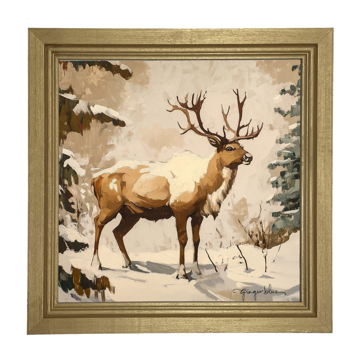 Adirondack Snowy Reindeer - Framed Art