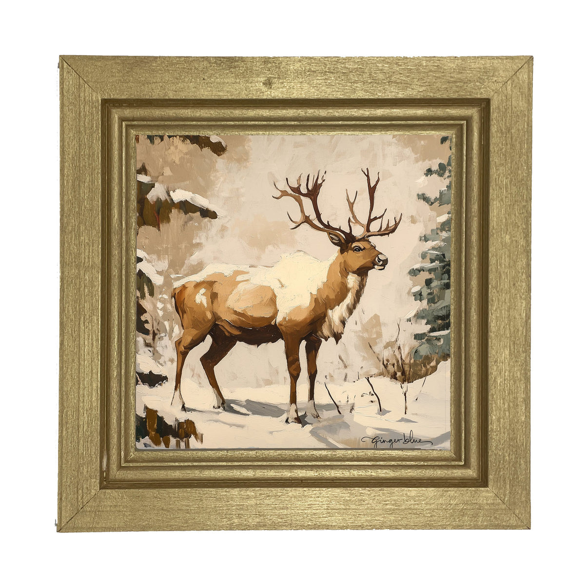 Adirondack Snowy Reindeer - Framed Art