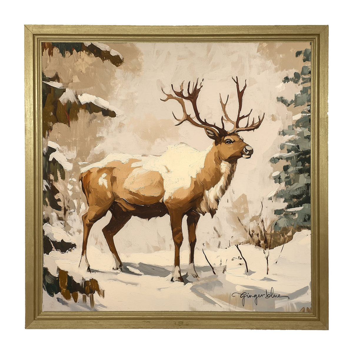 Adirondack Snowy Reindeer - Framed Art