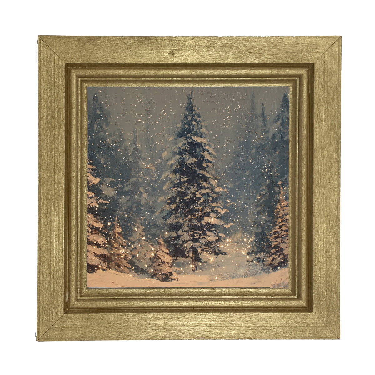 Snow Falling on Pines - Framed Art