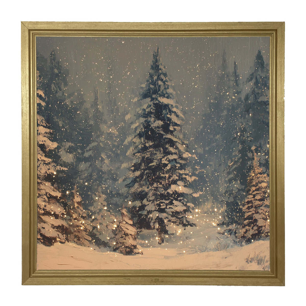 Snow Falling on Pines - Framed Art