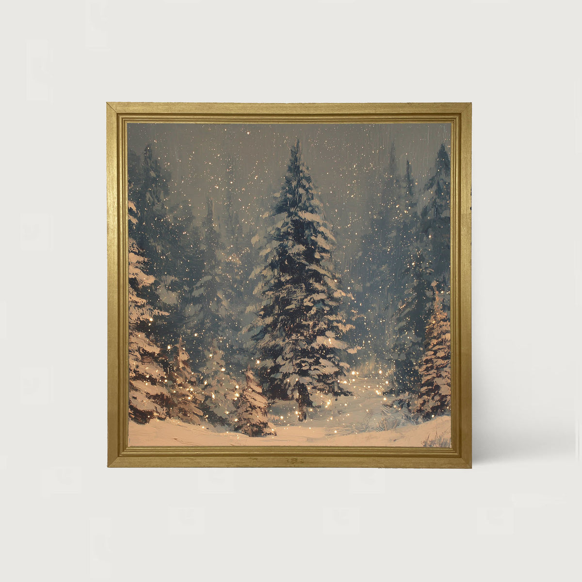 Snow Falling on Pines