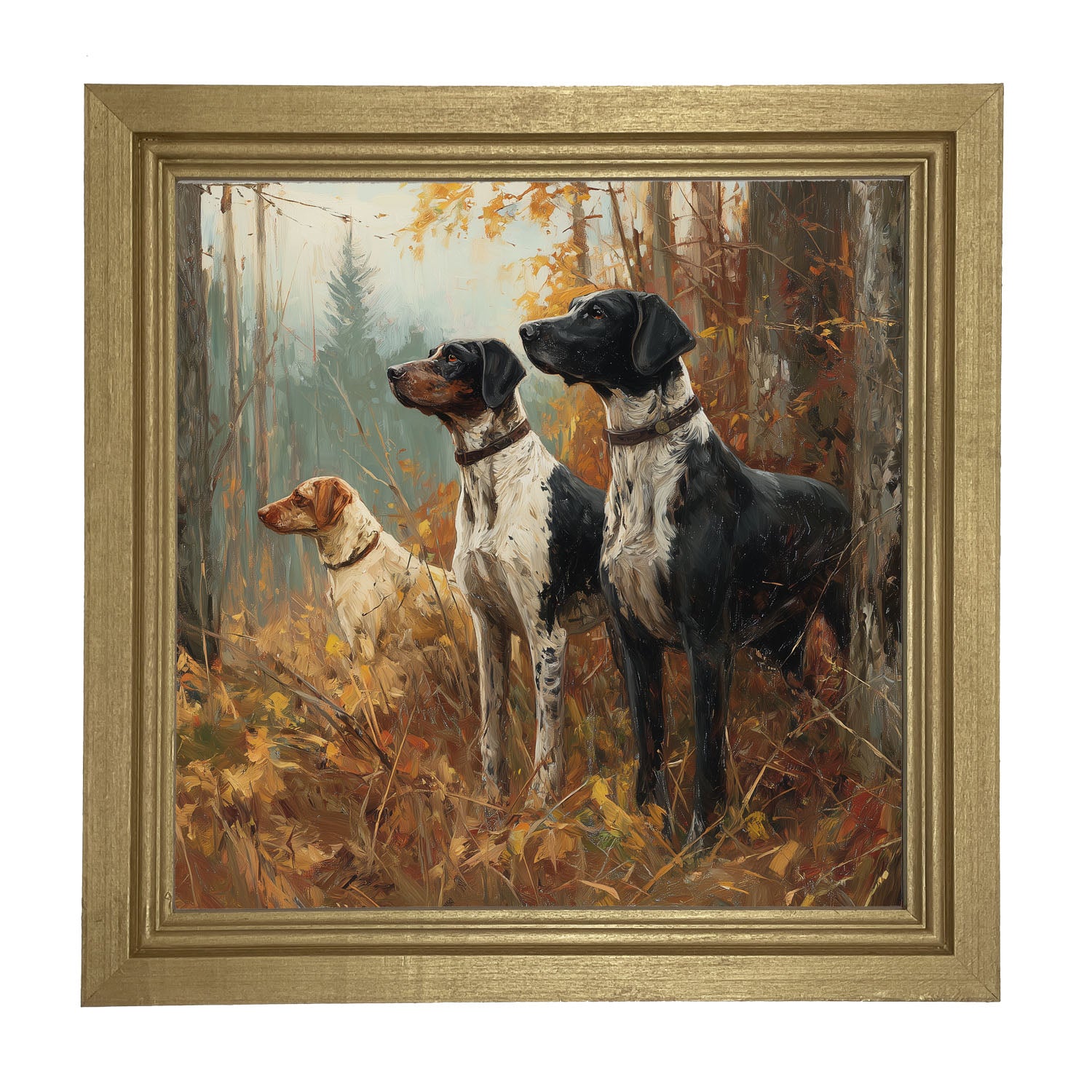 Hunting Season - Dogs in the Woods - Framed Art