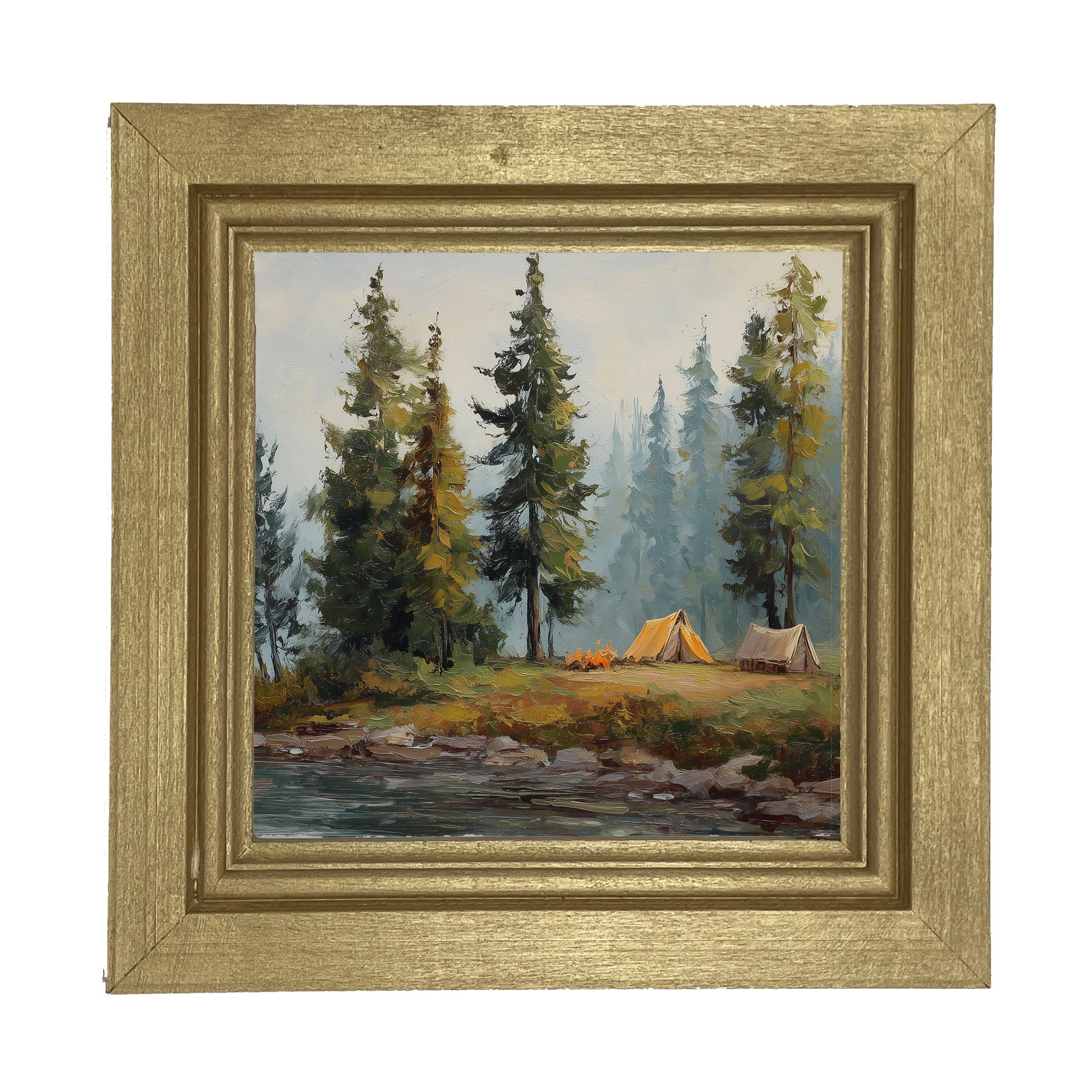 Hunting Season - Camping near the River - Framed Art
