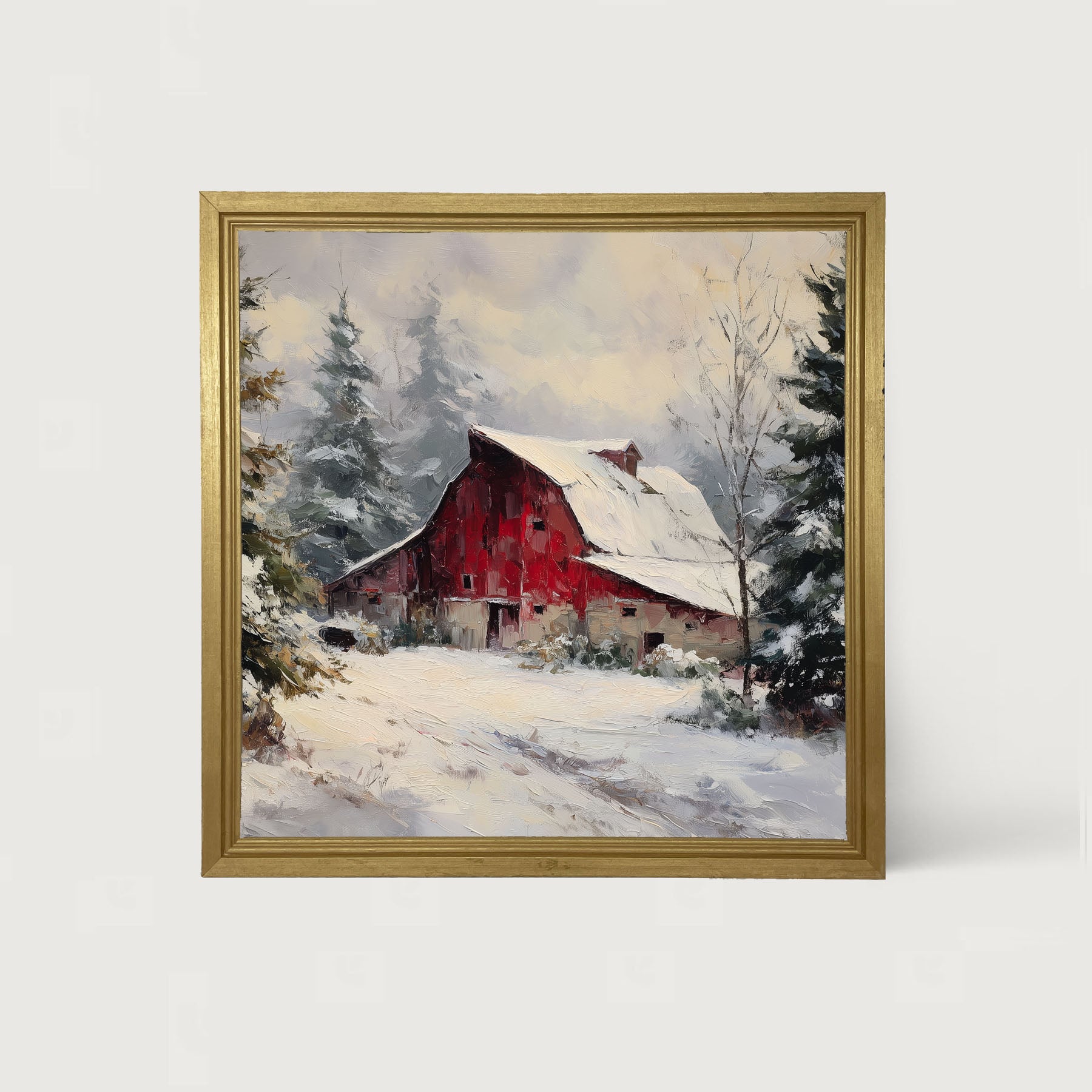 Red Country Barn in Winter