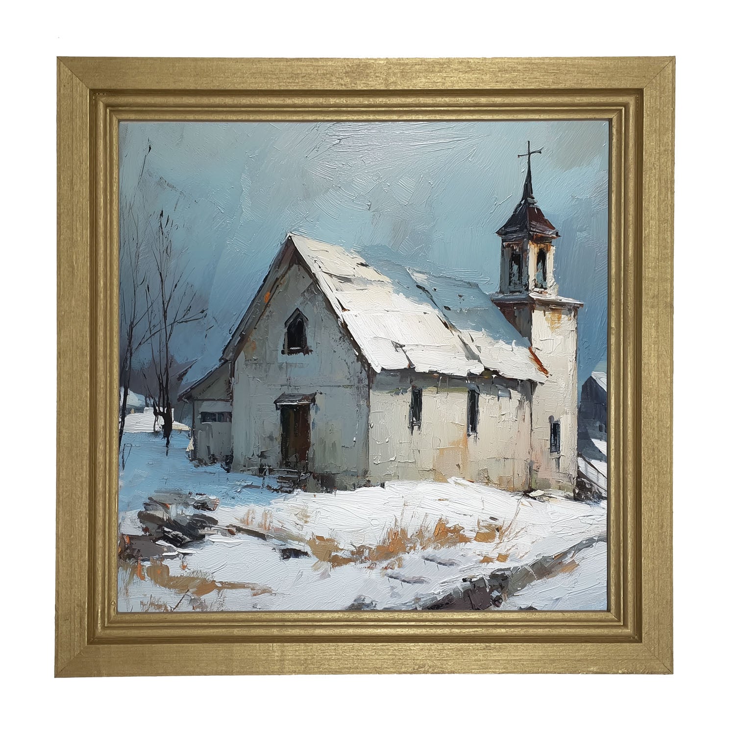 Country Church in Winter - Framed Art