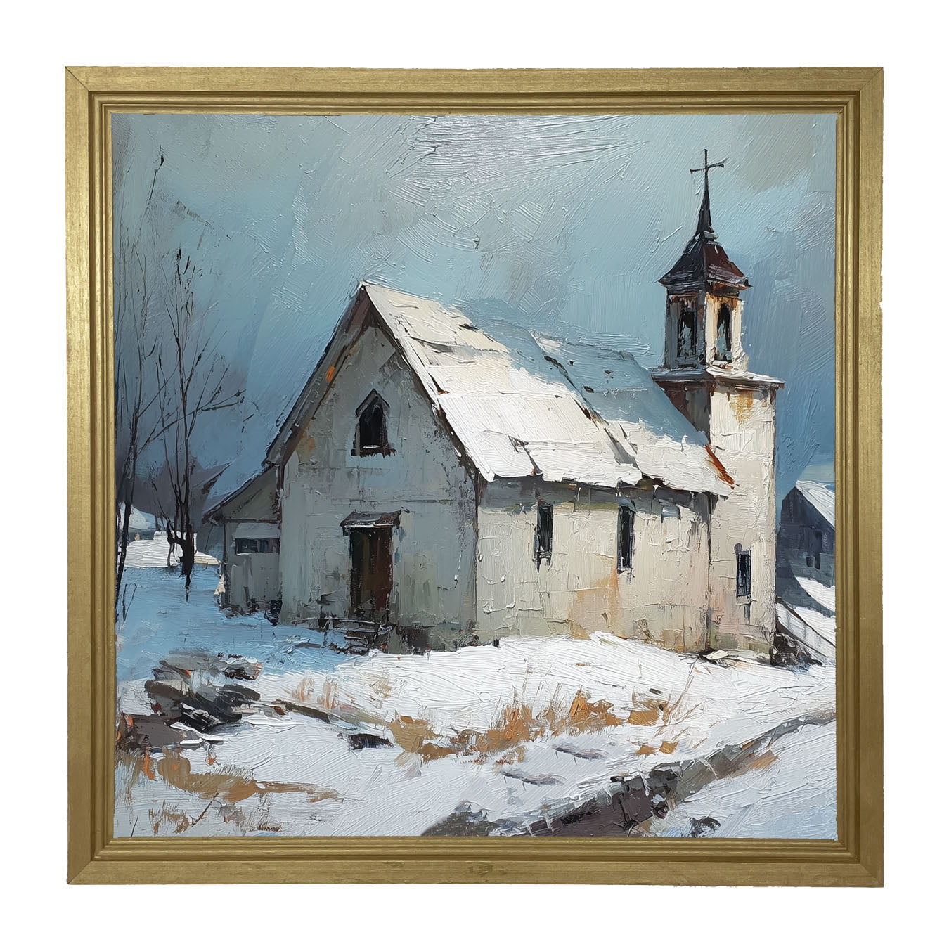 Country Church in Winter - Framed Art