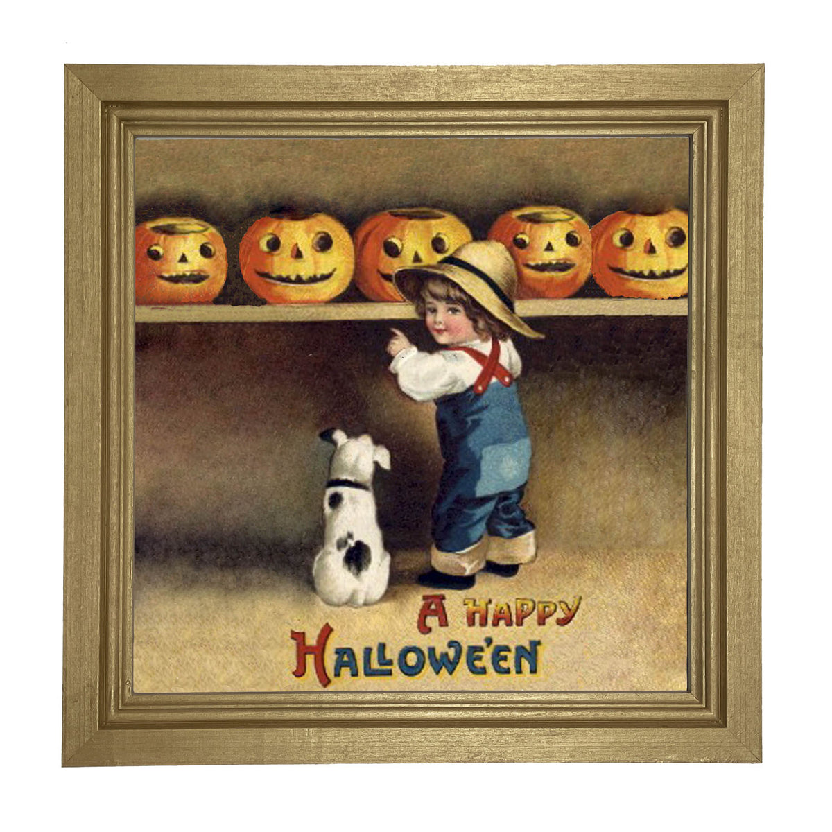 Boy with Dog - Framed art