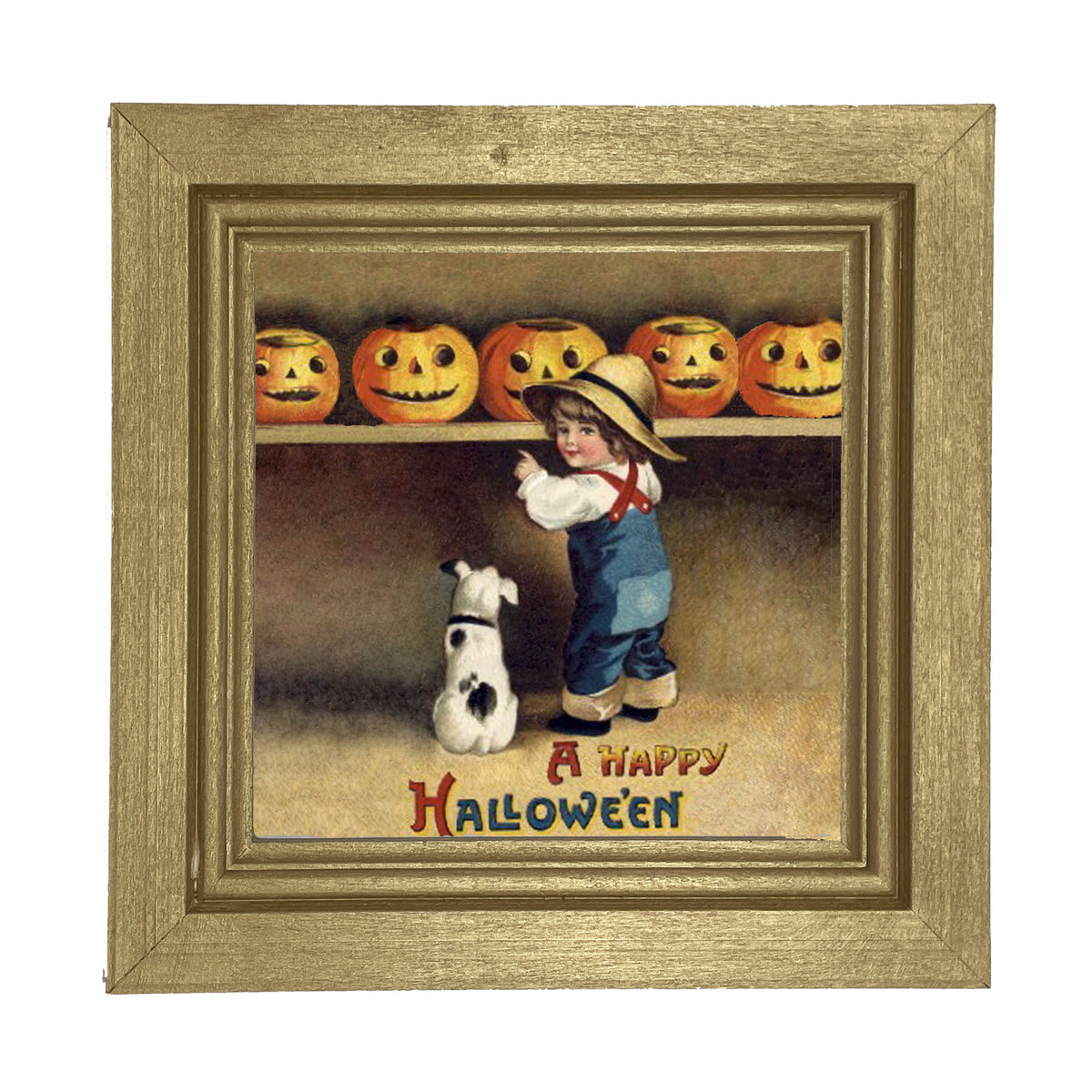 Boy with Dog - Framed art