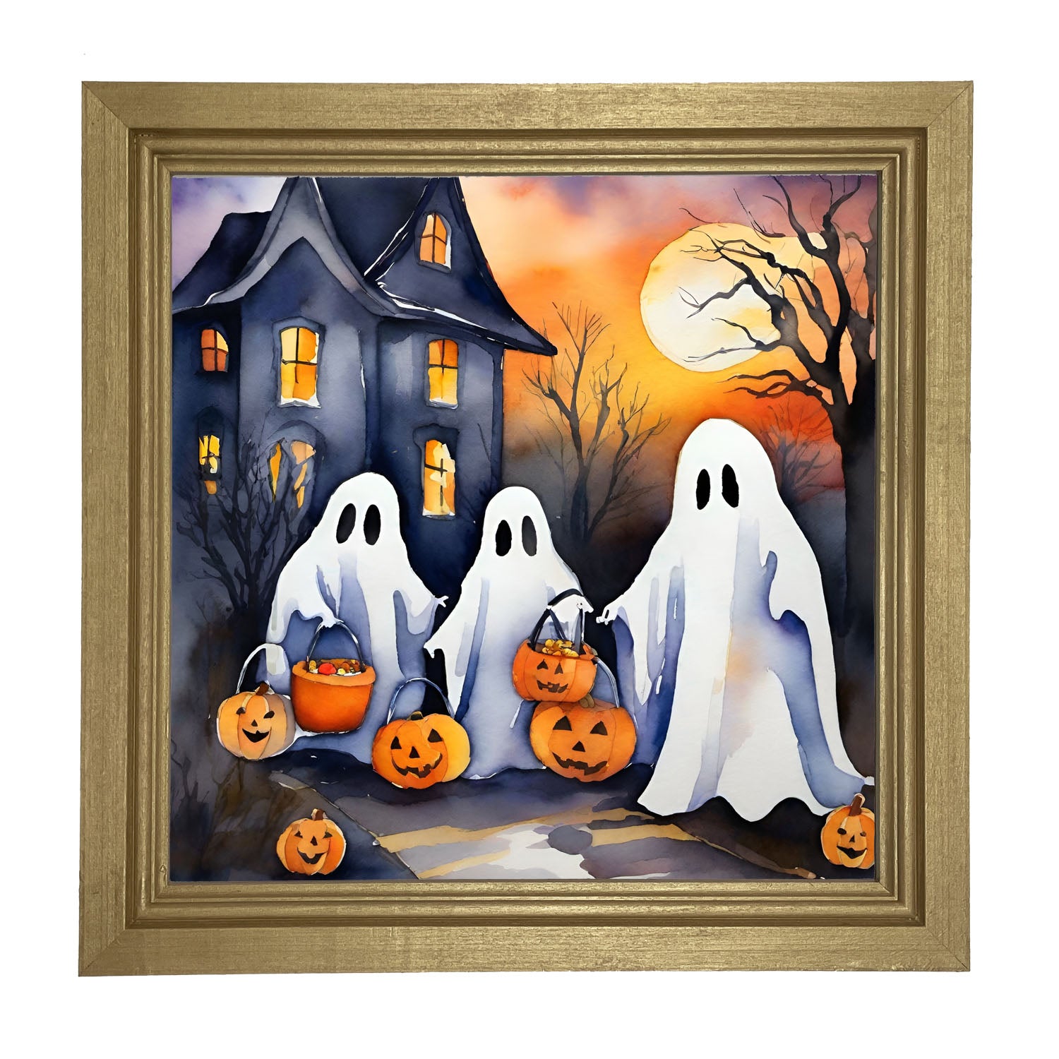 Trick or treating ghosts - Framed art