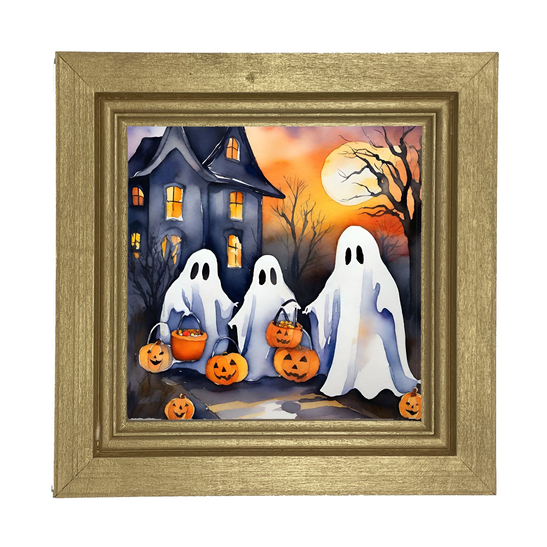 Trick or treating ghosts - Framed art