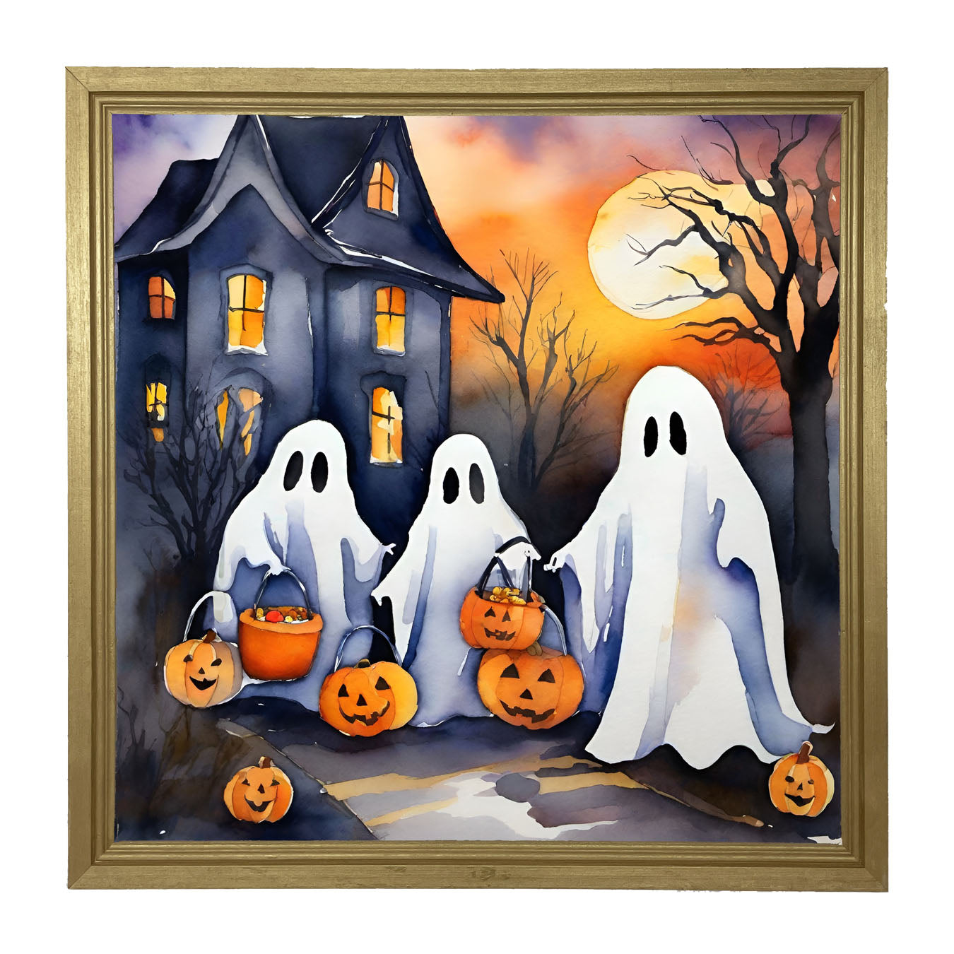 Trick or treating ghosts - Framed art
