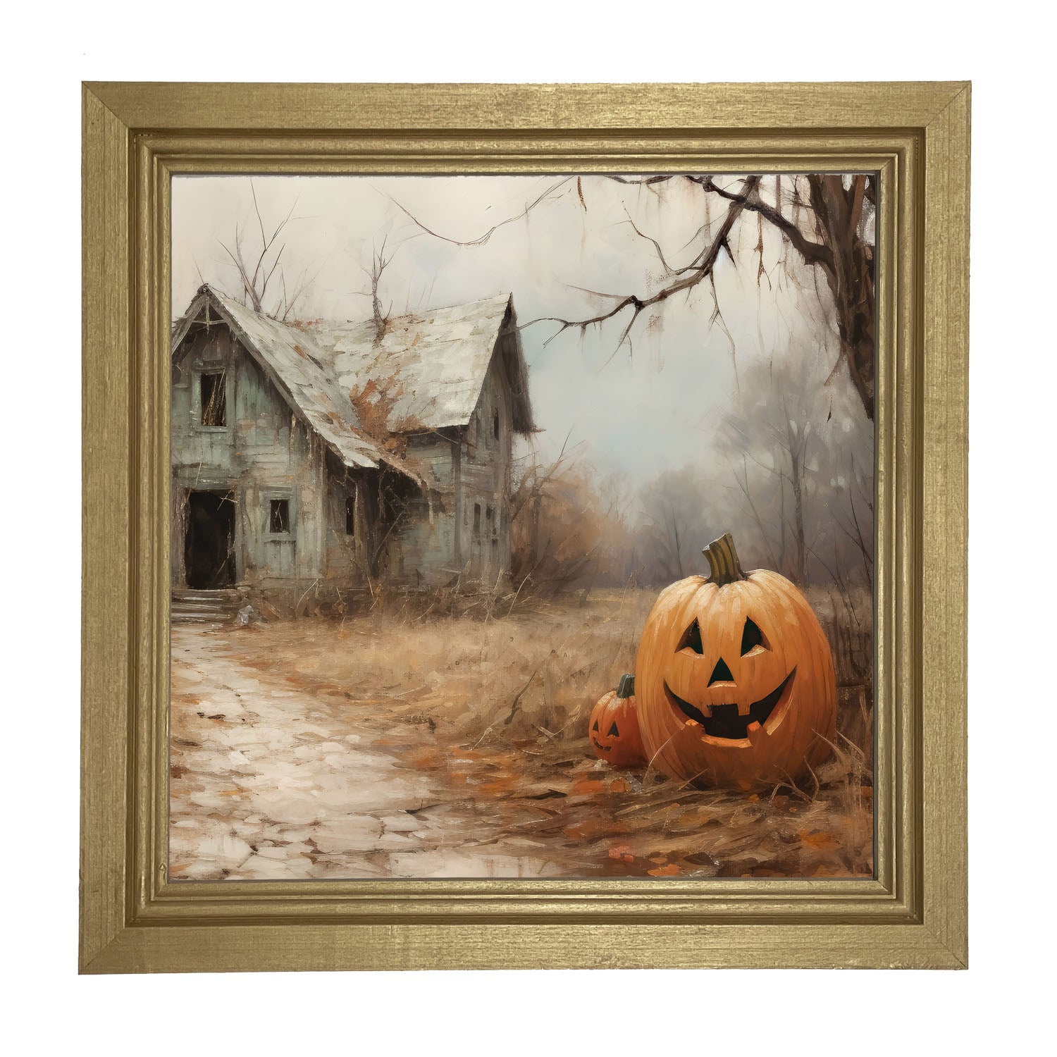 Abandoned house jackolanterns - Framed art