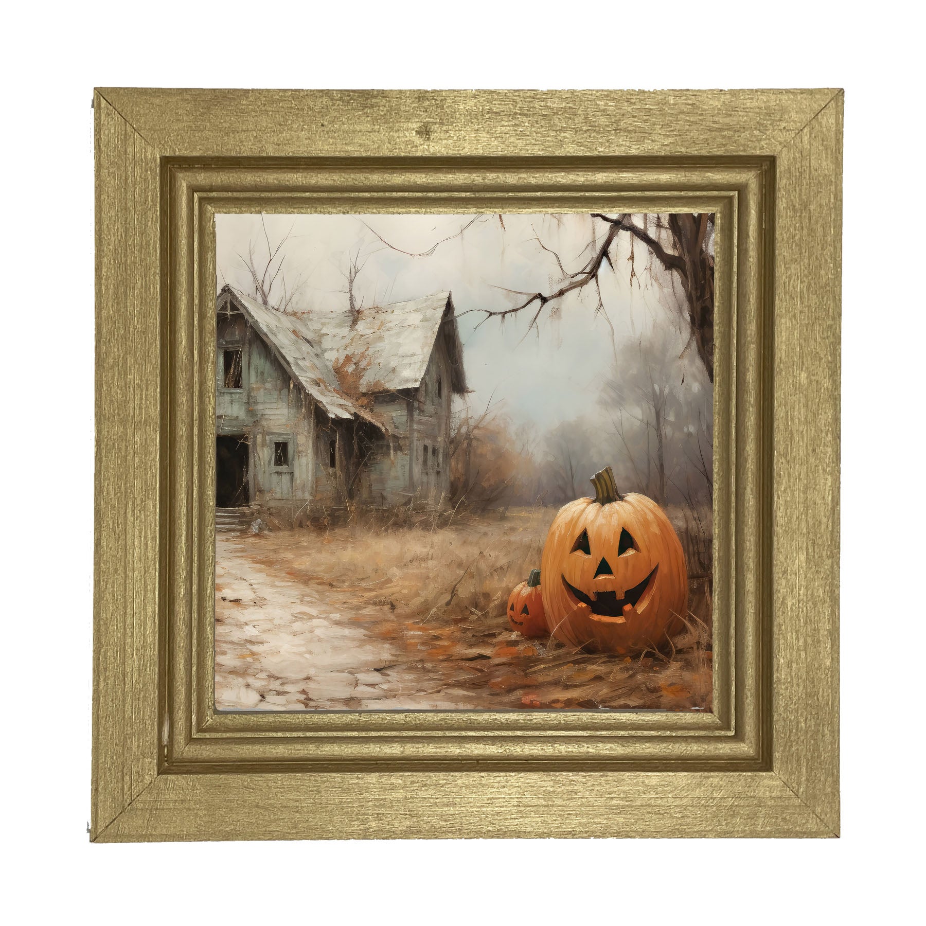 Abandoned house jackolanterns - Framed art