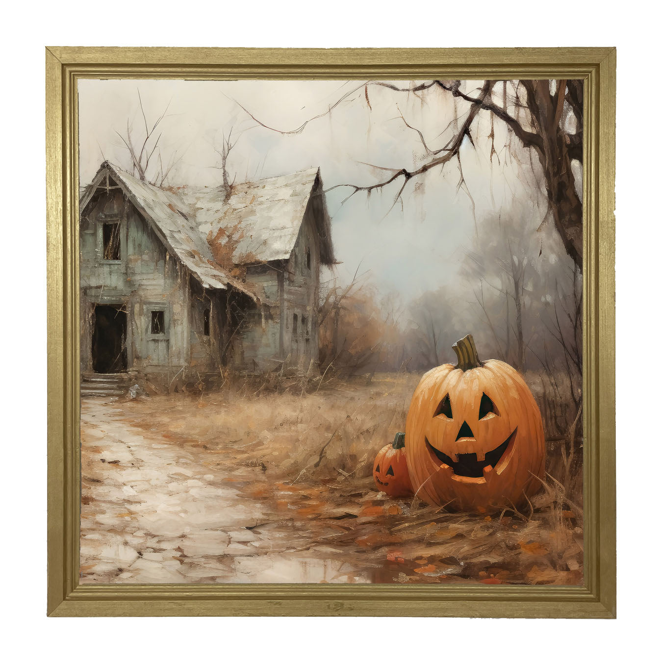 Abandoned house jackolanterns - Framed art