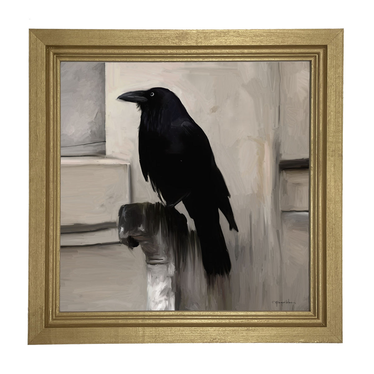 Perched Raven - Framed art