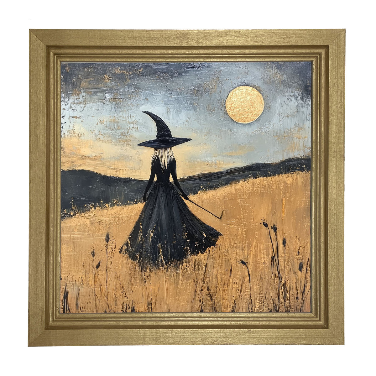Witch in Golden Field - Framed art